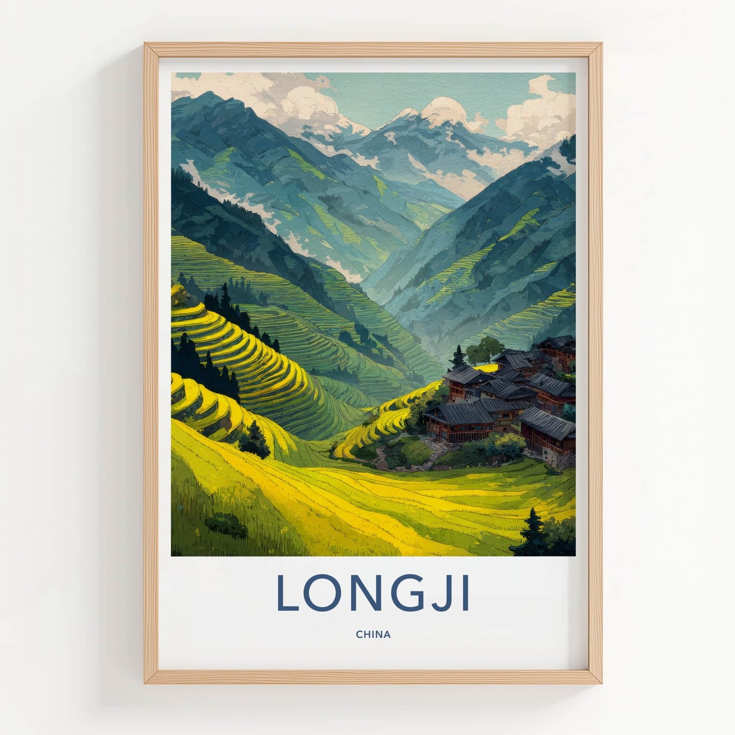 Longji Poster - China Fine Art - Mountain Rice Village Home Decor