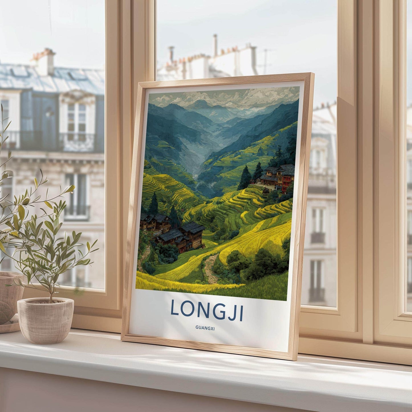 Longji Poster - China Travel Art - Mountain Village View Home Decor