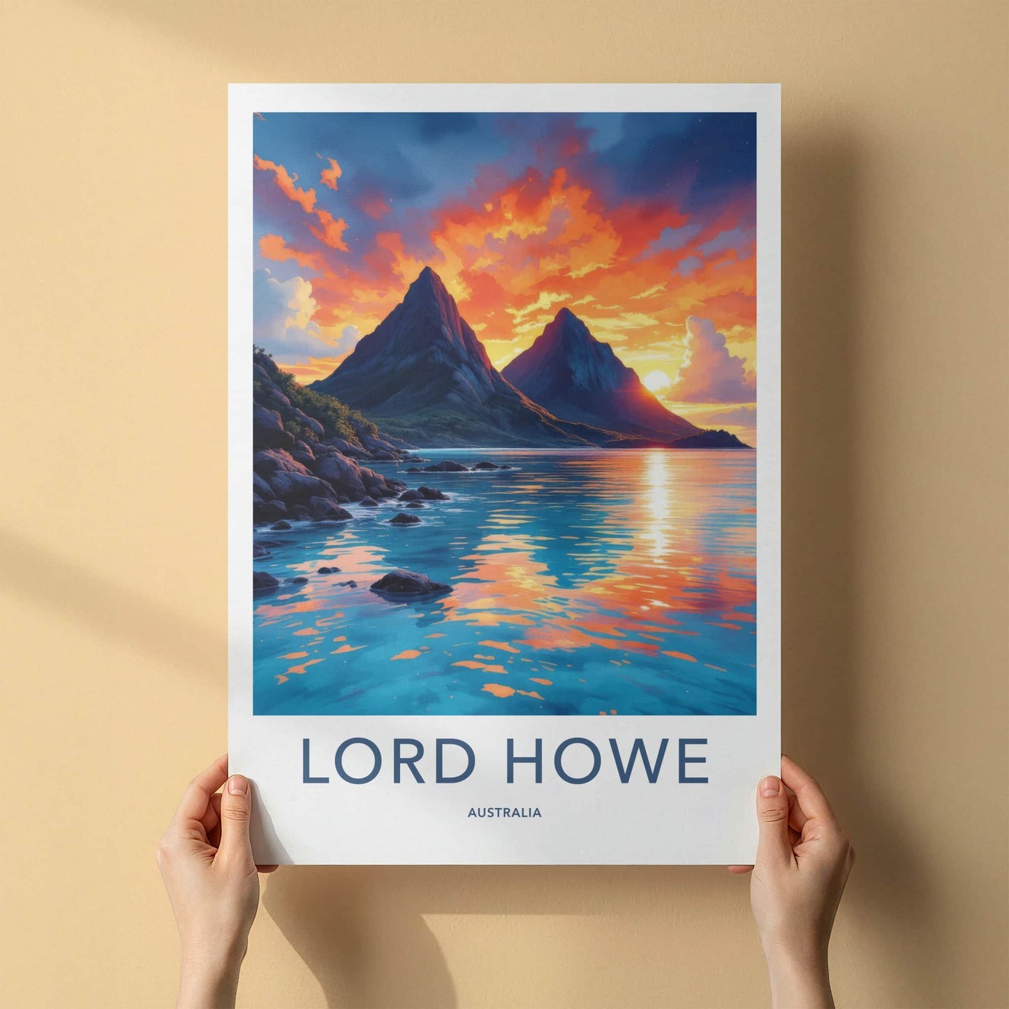 Lord Howe Poster - Australia Wall Art - Dramatic Ocean Sunset Home Decor