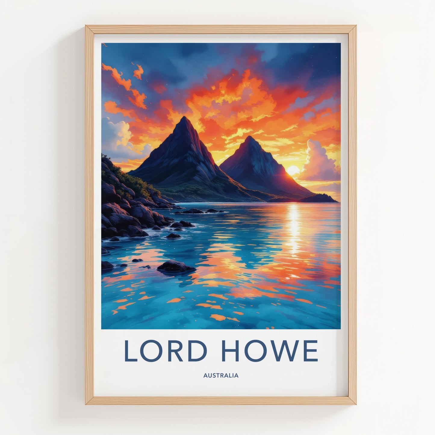Lord Howe Poster - Australia Wall Art - Dramatic Ocean Sunset Home Decor