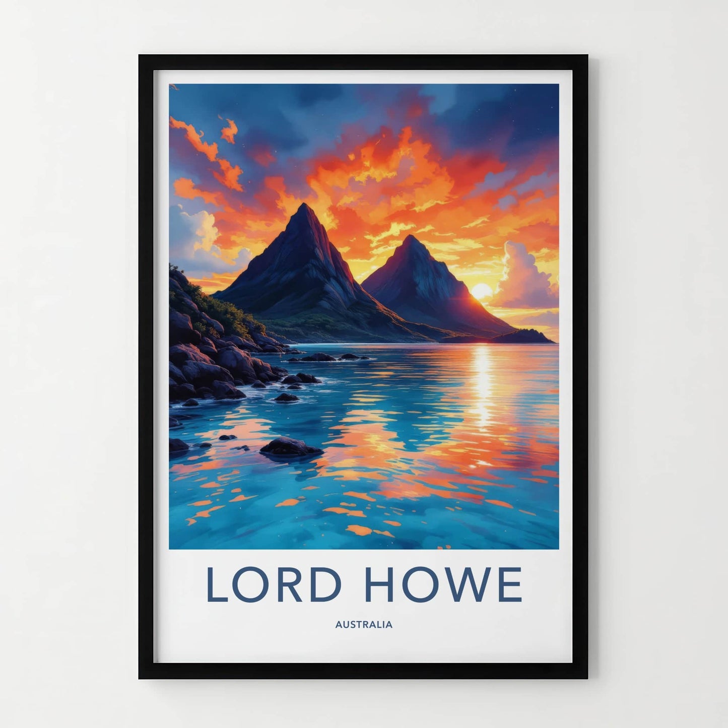 Lord Howe Poster - Australia Wall Art - Dramatic Ocean Sunset Home Decor