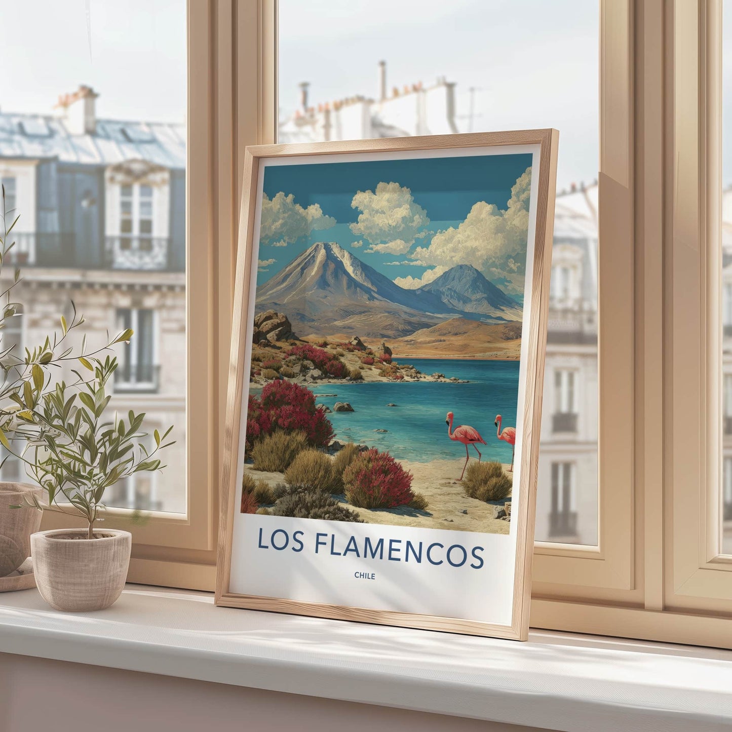 Los Flamencos Poster - Chile Framed Print - Desert Lake Flamingos Wall Decor