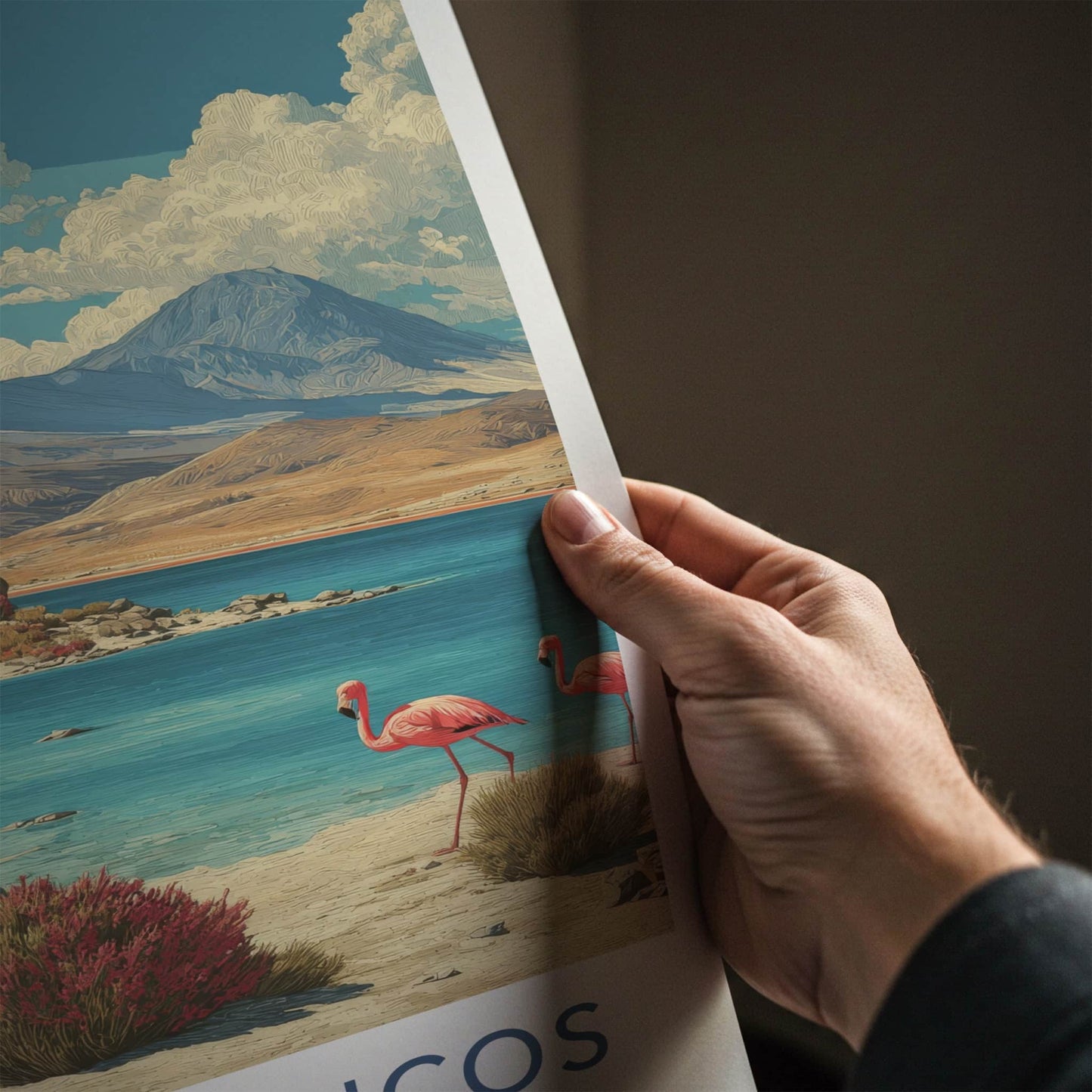 Los Flamencos Poster - Chile Framed Print - Desert Lake Flamingos Wall Decor
