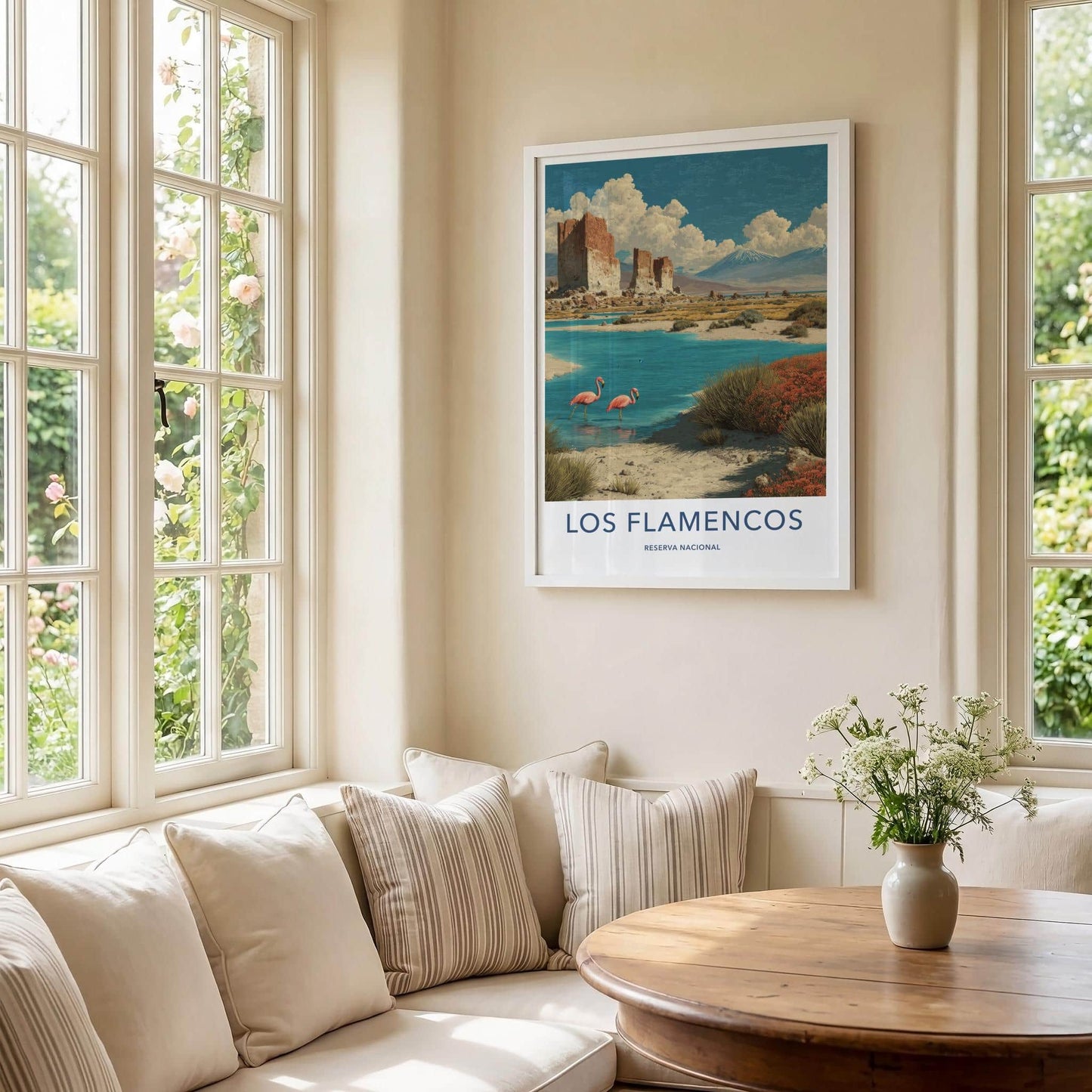 Los Flamencos Poster - Chile Travel Art - Flamingos Desert Lake Wall Decor