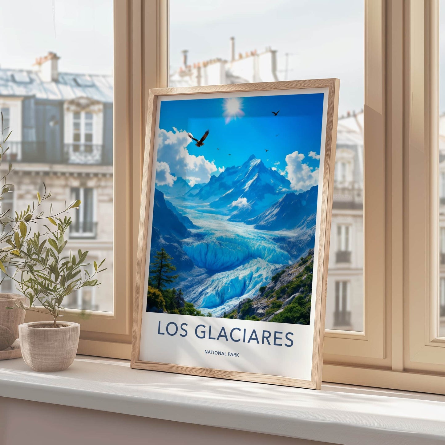Los Glaciares Poster - Argentina Travel Art - Blue Glacier Landscape Home Decor