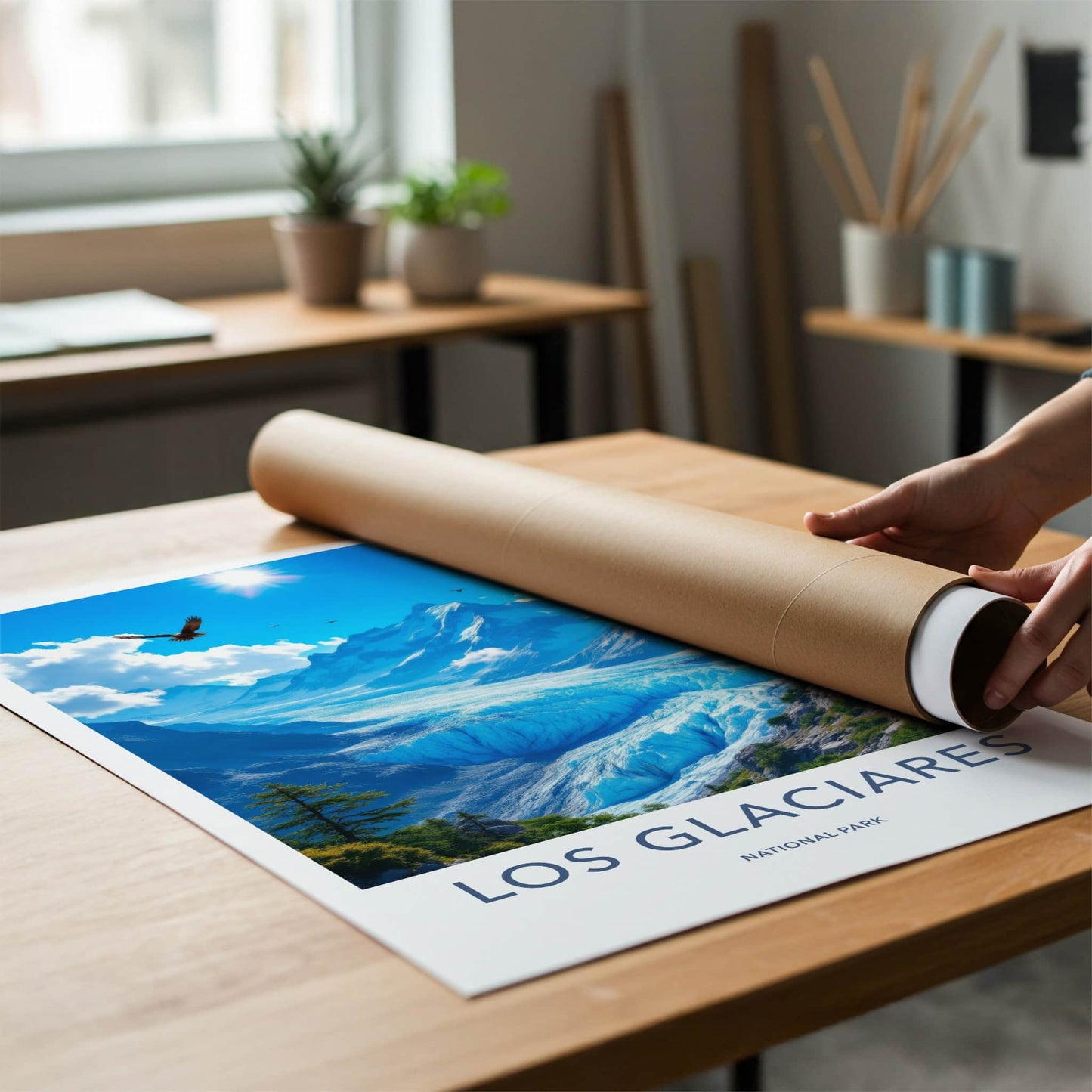 Los Glaciares Poster - Argentina Travel Art - Blue Glacier Landscape Home Decor