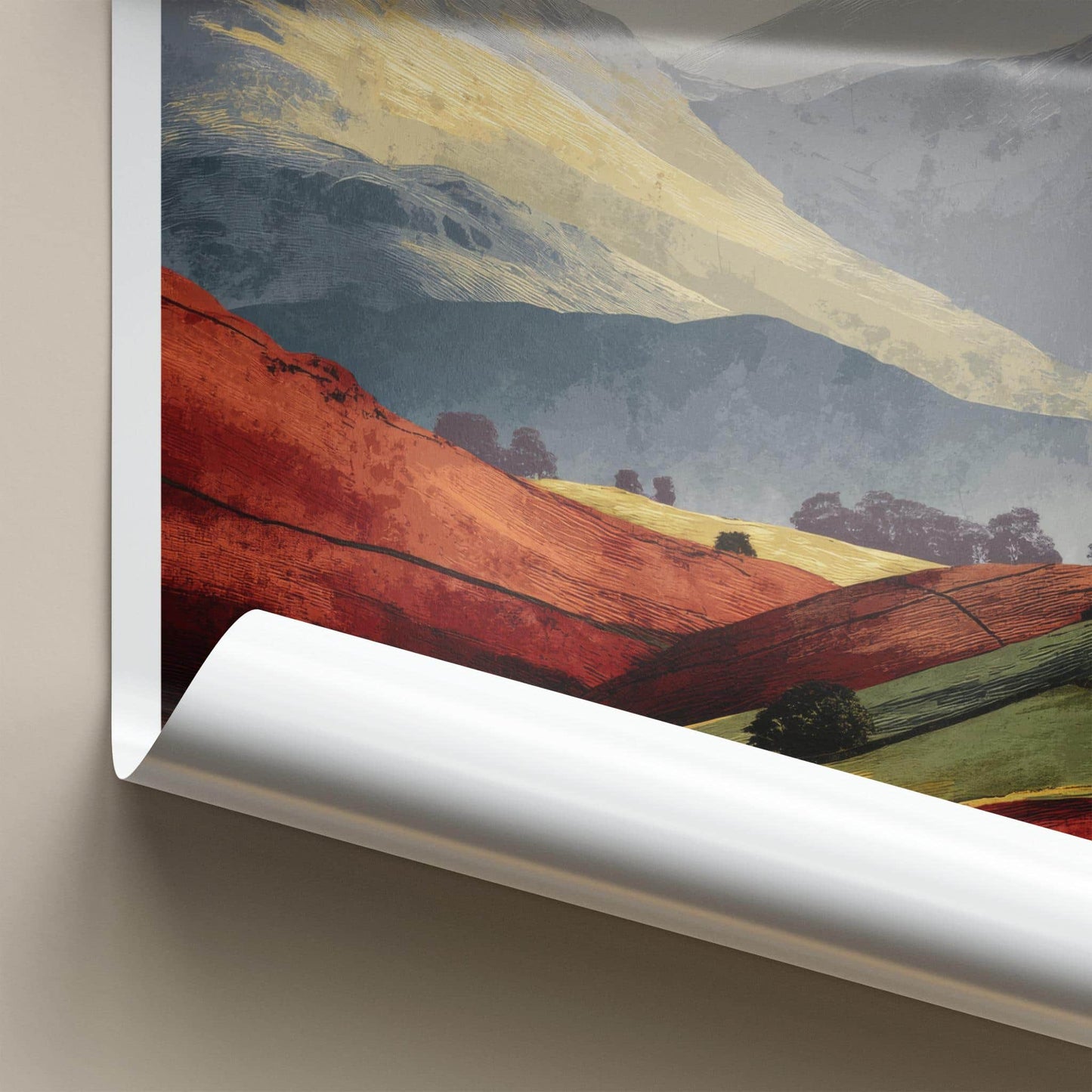 Loughrigg Fell Poster - England Travel Art - Colorful Rolling Hills Home Decor