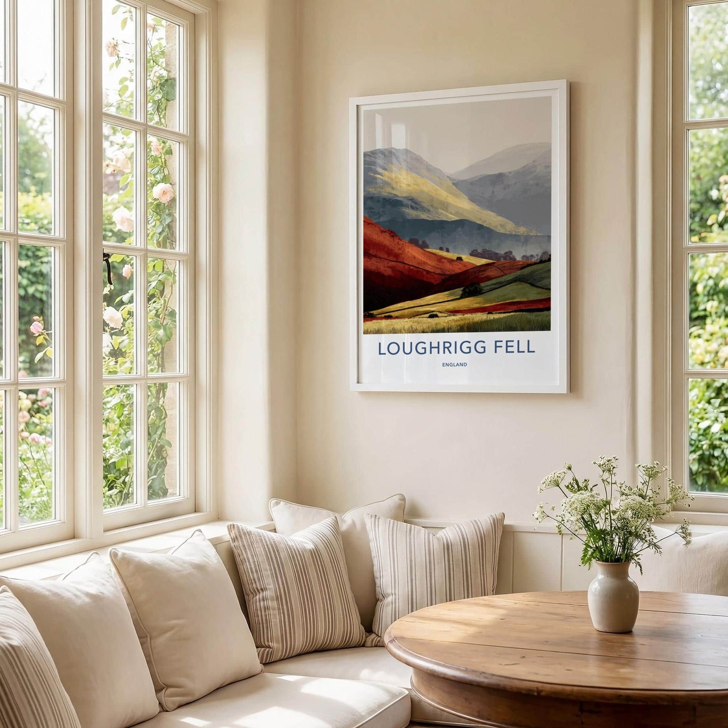 Loughrigg Fell Poster - England Travel Art - Colorful Rolling Hills Home Decor