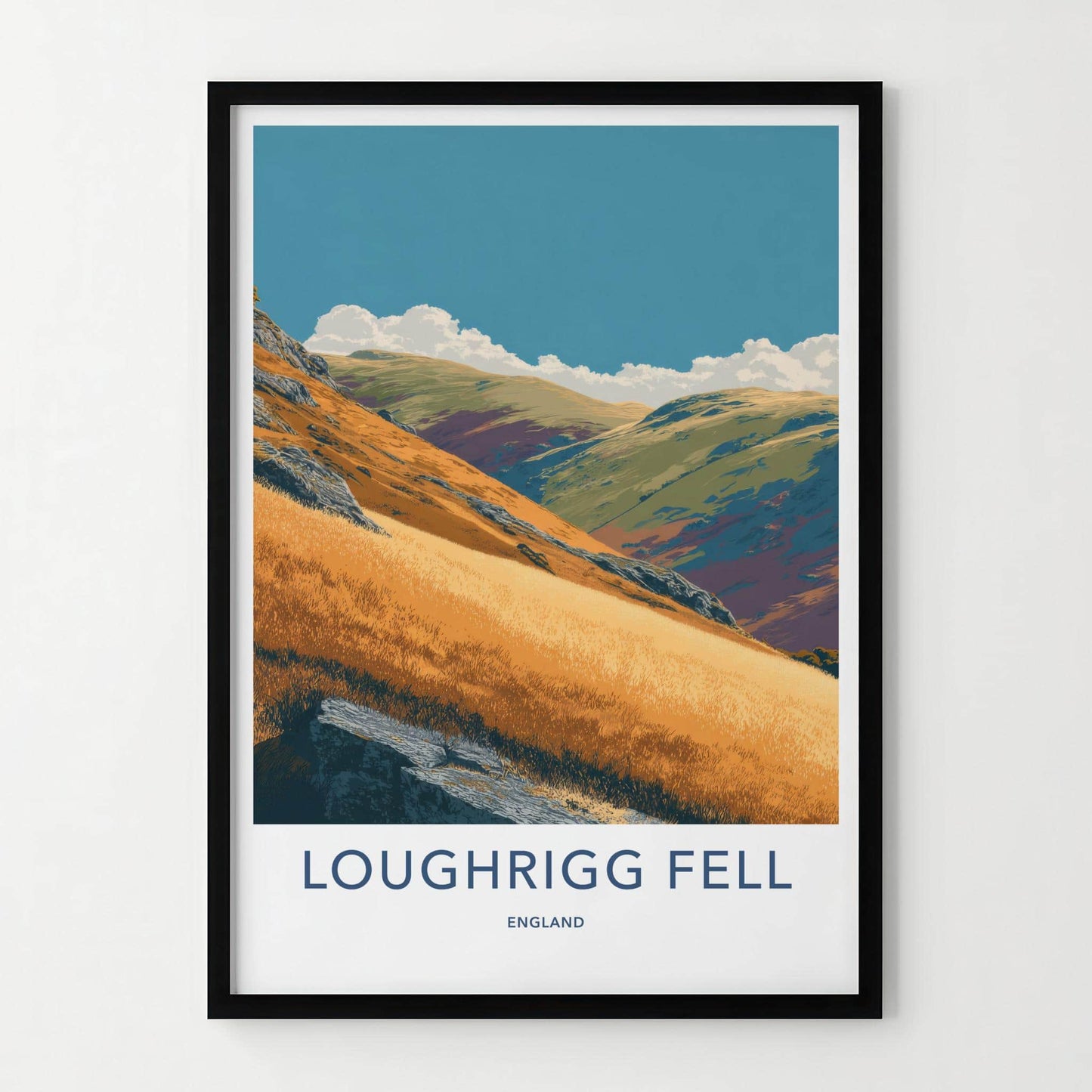 Loughrigg Fell Poster - England Travel Art - Golden Hillside View Home Decor