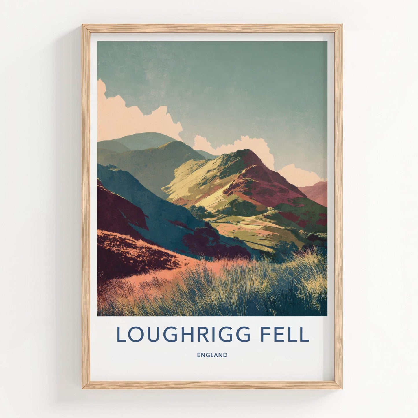 Loughrigg Fell Poster - England Travel Art - Vibrant Mountain Scenery Home Decor
