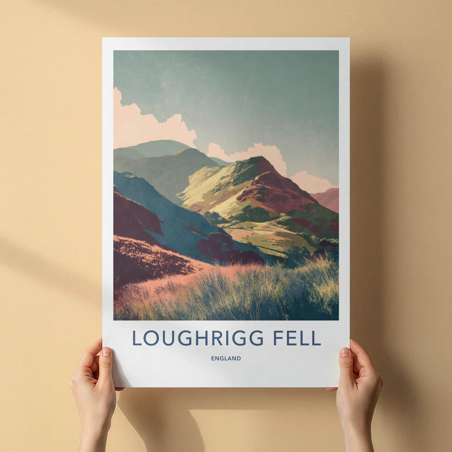 Loughrigg Fell Poster - England Travel Art - Vibrant Mountain Scenery Home Decor