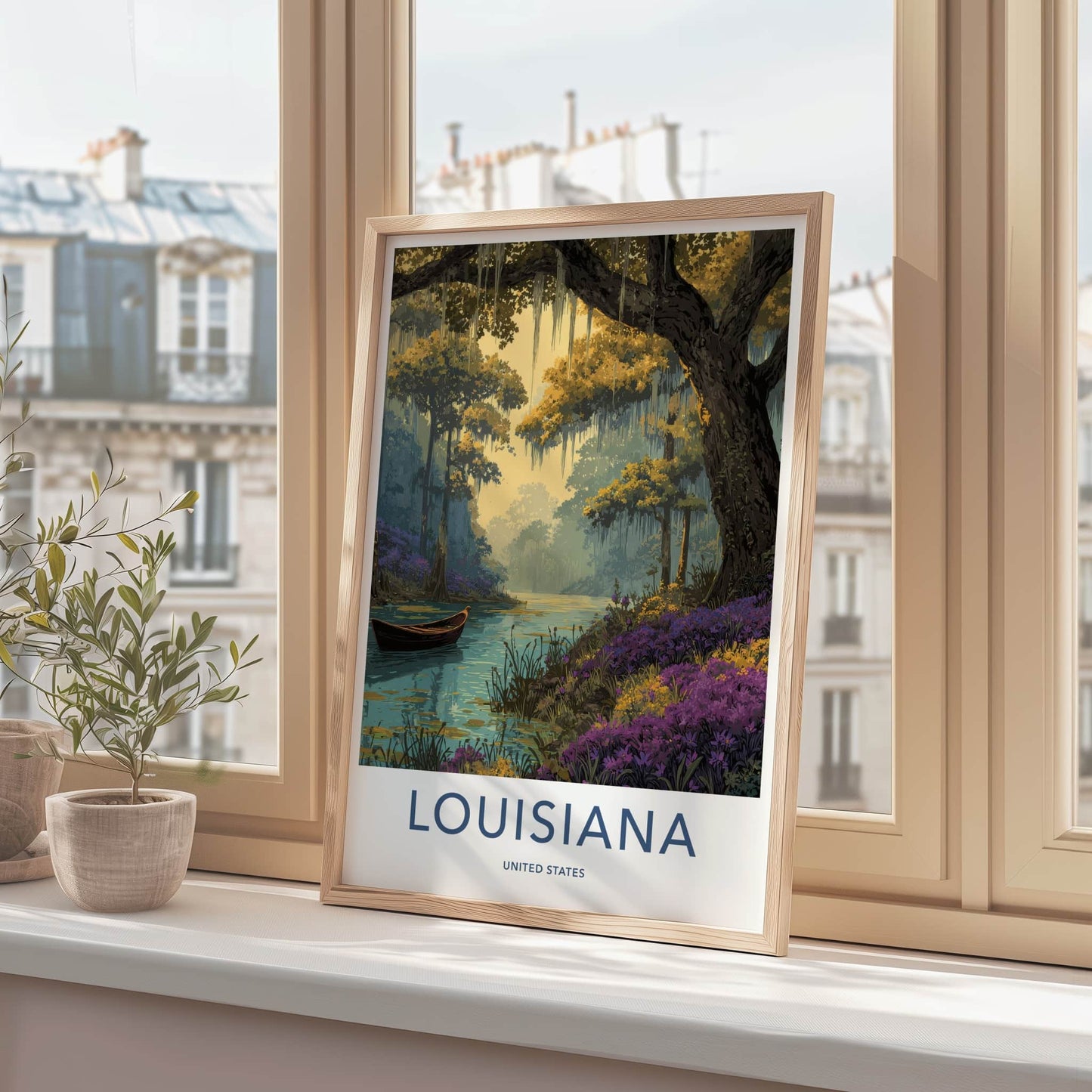Louisiana Poster - Louisiana Art Print - Swampland Boat Lily Gallery Art
