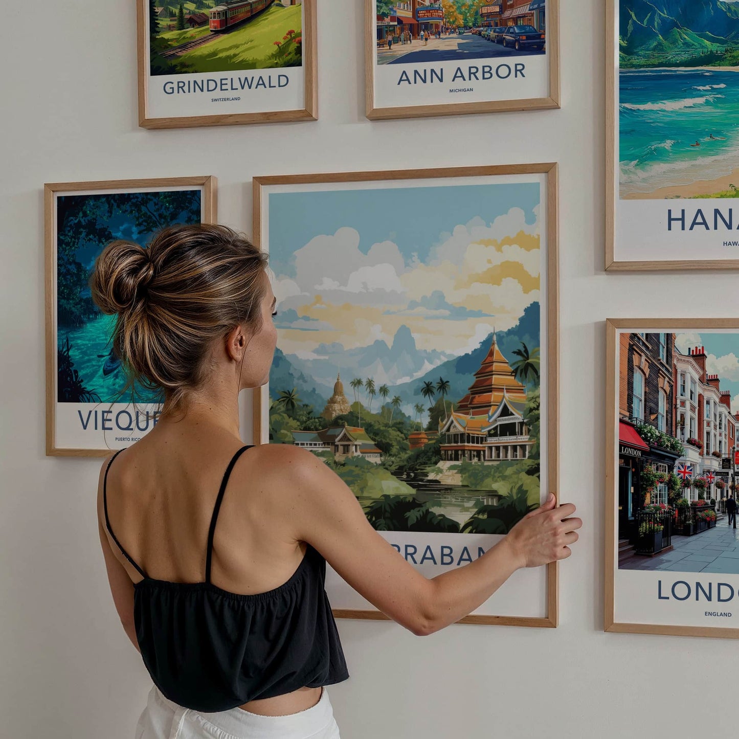 Luang Prabang Poster - Laos Travel Art - Buddhist Temples River Home Decor