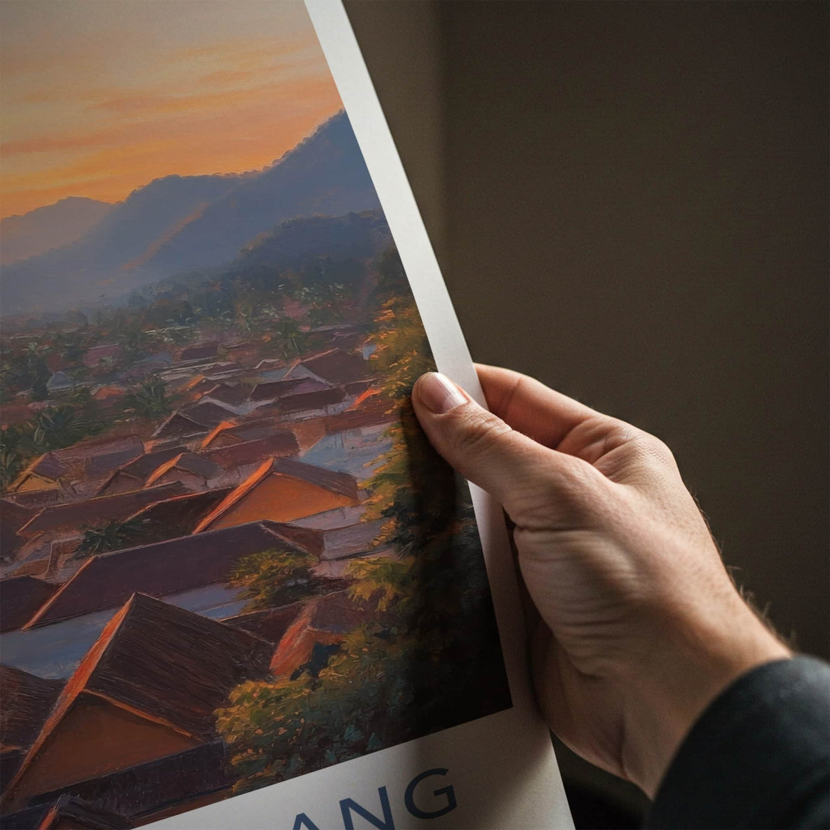 Luang Prabang Poster - Laos Travel Art - Golden River Town Home Decor