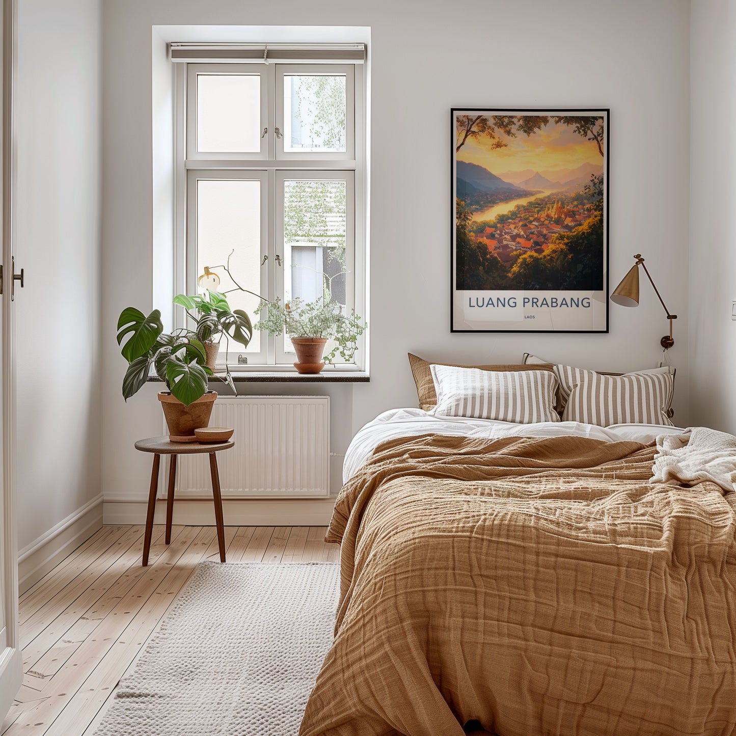 Luang Prabang Poster - Laos Travel Art - Golden Temple Glow Home Decor