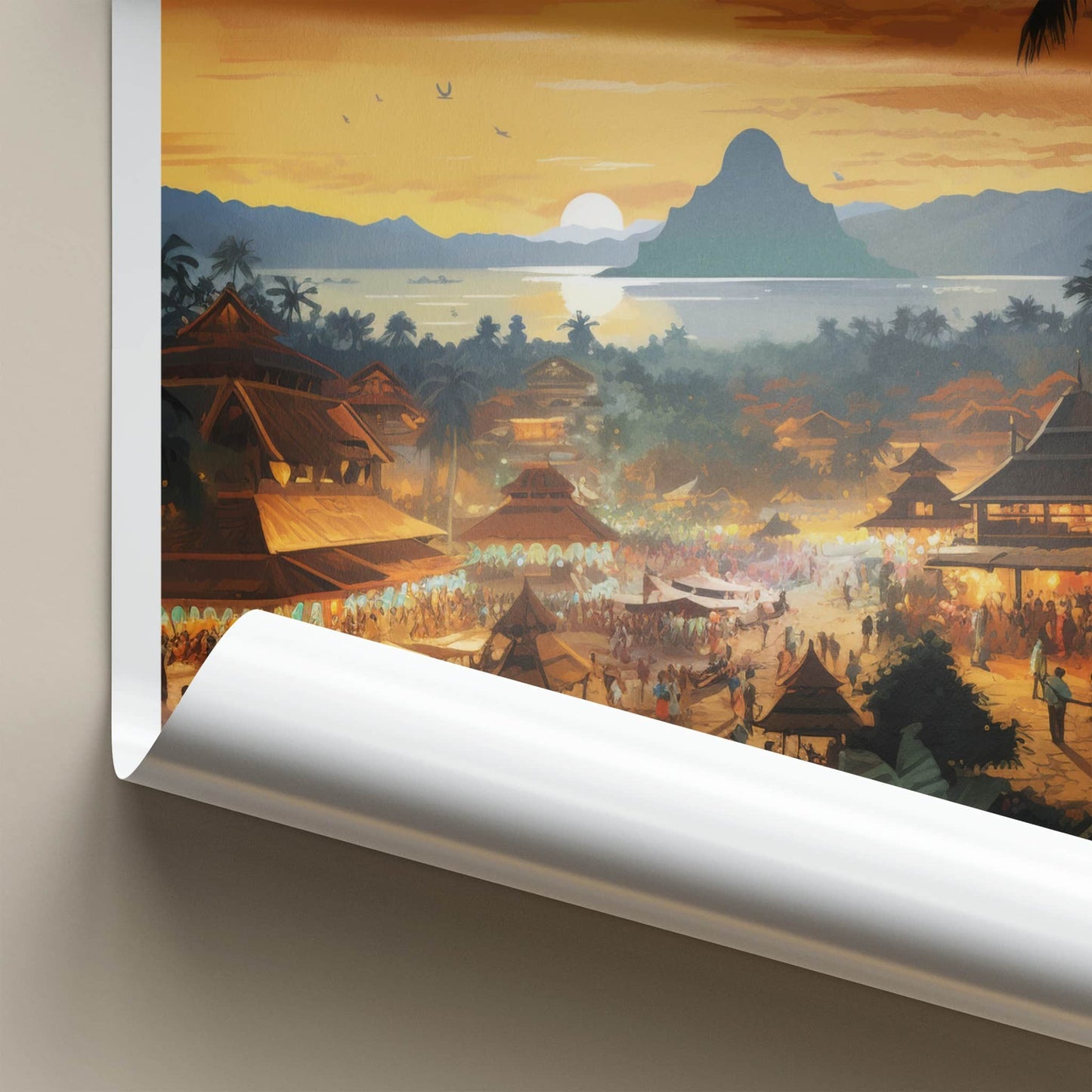 Luang Prabang Poster - Laos Travel Art - Lively Town Sunset Home Decor