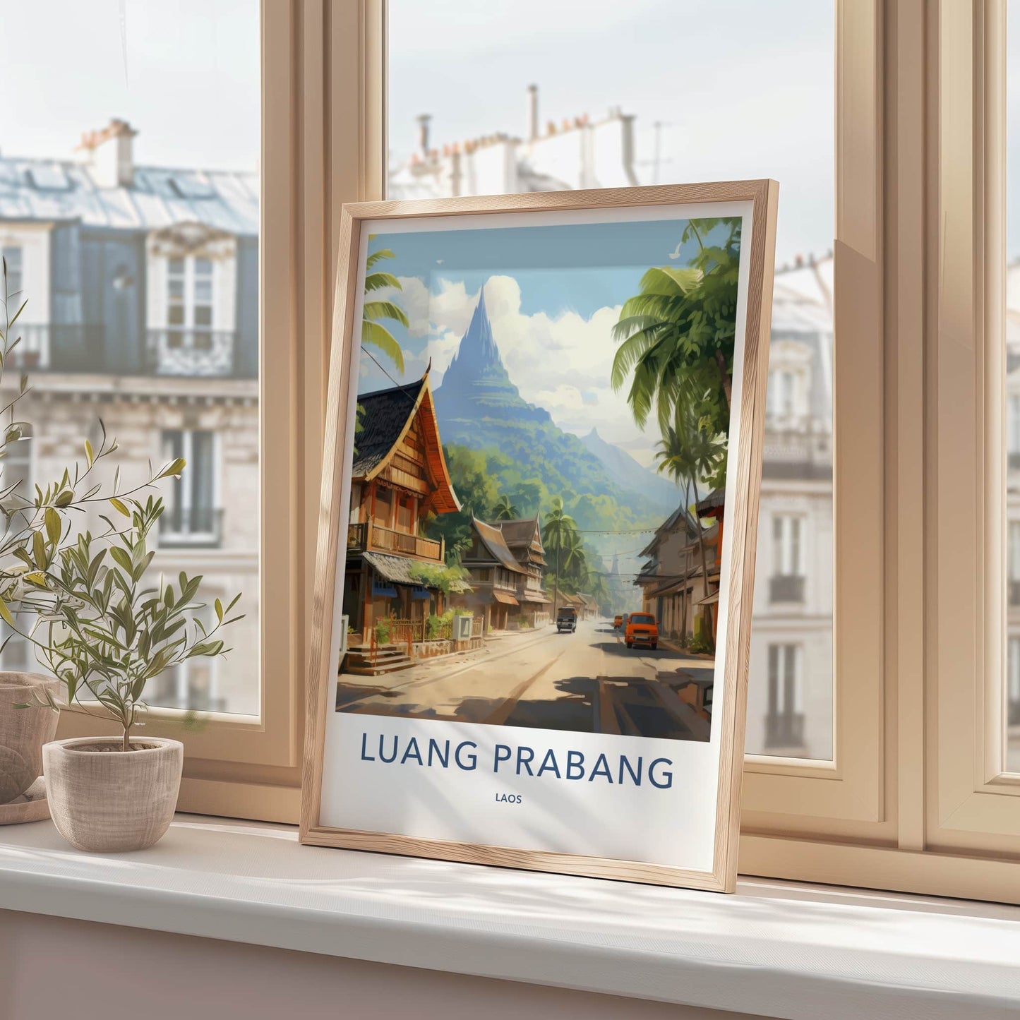 Luang Prabang Poster - Laos Travel Art - Tropical Mountain Road Home Decor