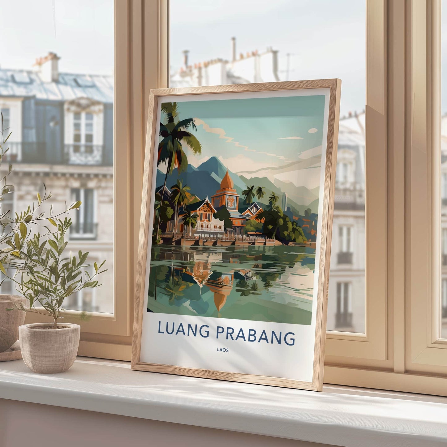 Luang Prabang Poster - Laos Travel Print - Tropical River Village Home Decor