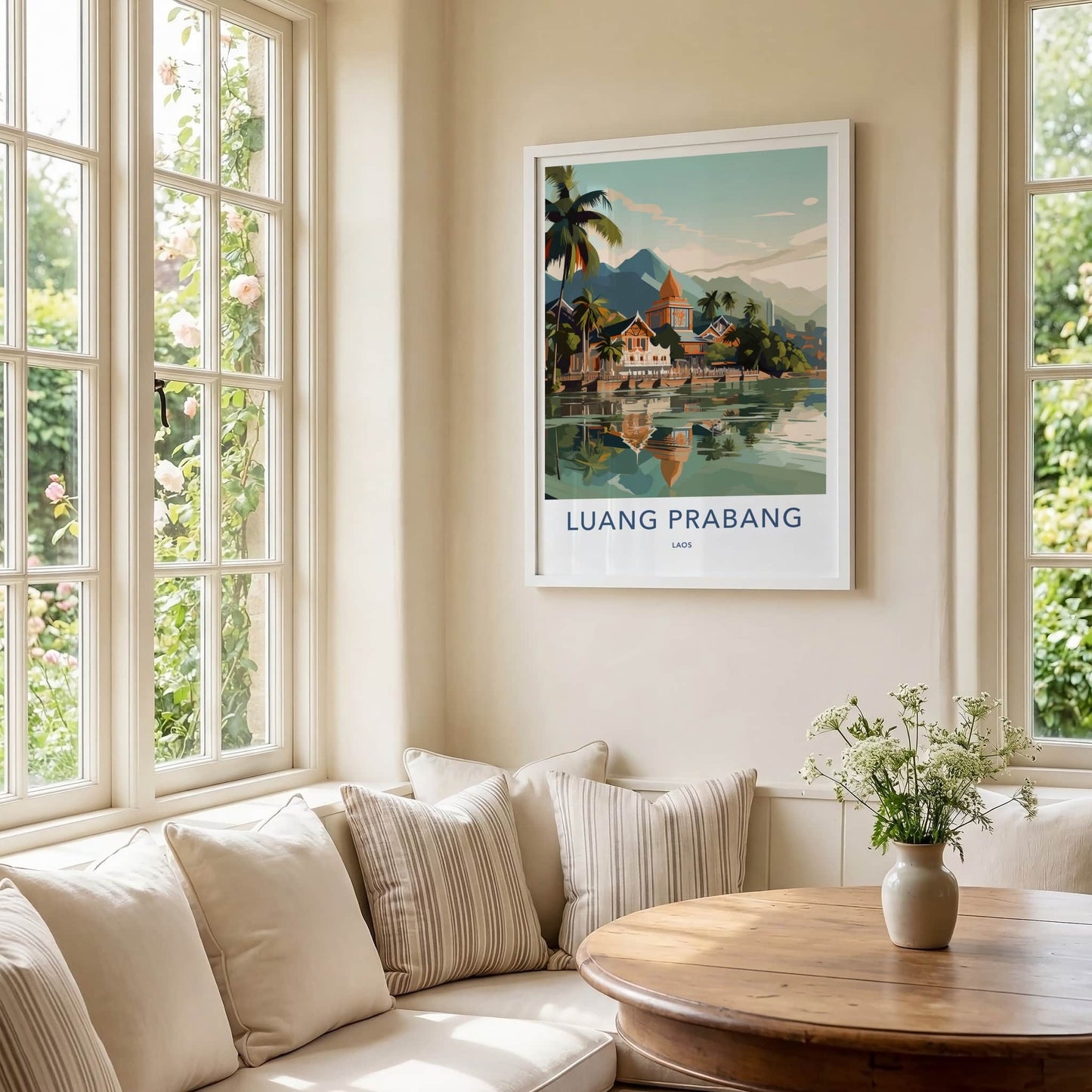 Luang Prabang Poster - Laos Travel Print - Tropical River Village Home Decor