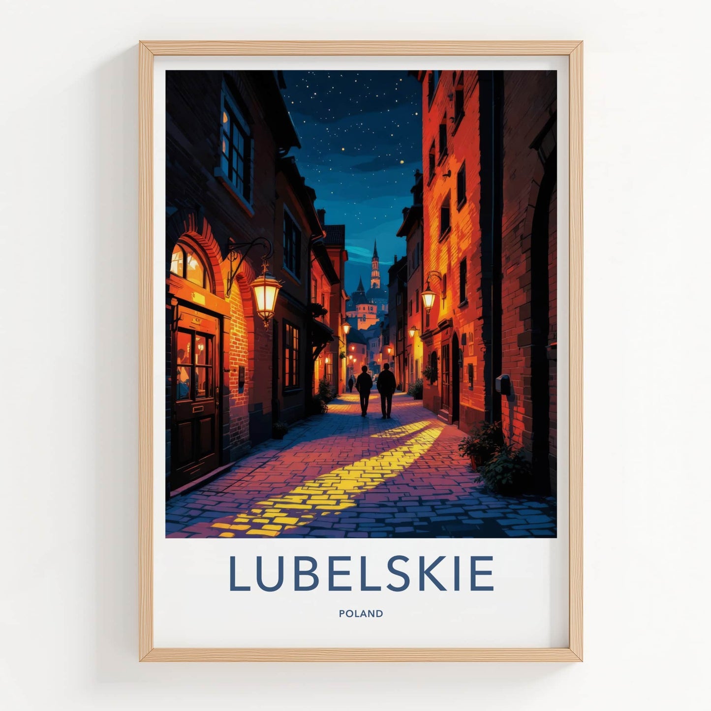 Lubelskie Poster - Poland Travel Art - Cobblestone Evening Stroll Wall Decor