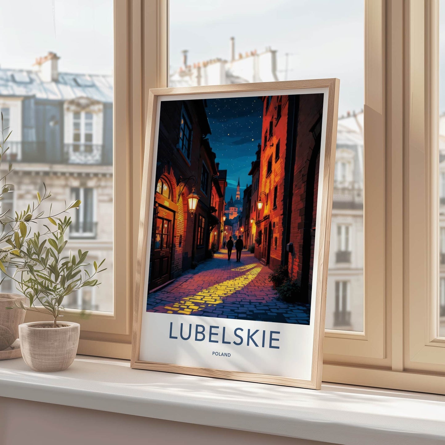 Lubelskie Poster - Poland Travel Art - Cobblestone Evening Stroll Wall Decor