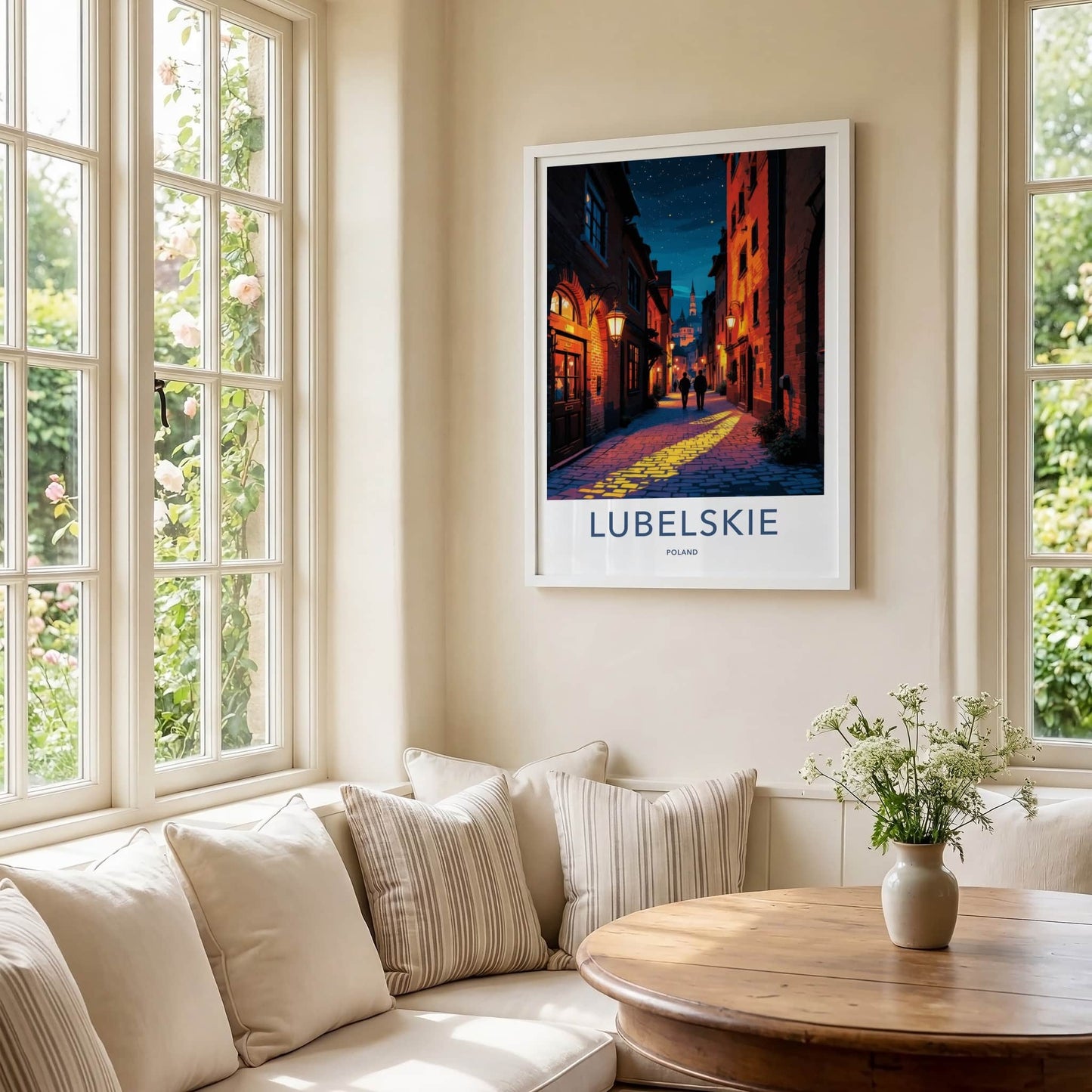 Lubelskie Poster - Poland Travel Art - Cobblestone Evening Stroll Wall Decor