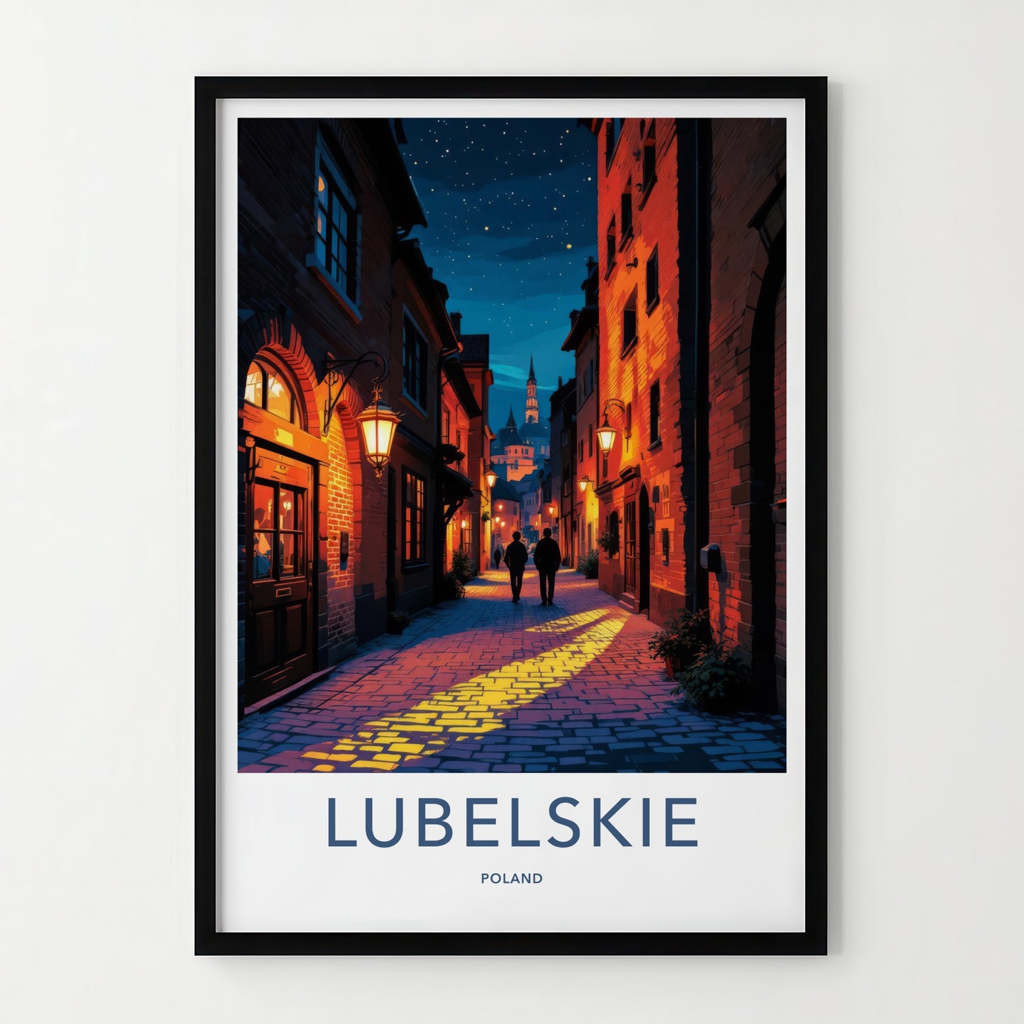 Lubelskie Poster - Poland Travel Art - Cobblestone Evening Stroll Wall Decor