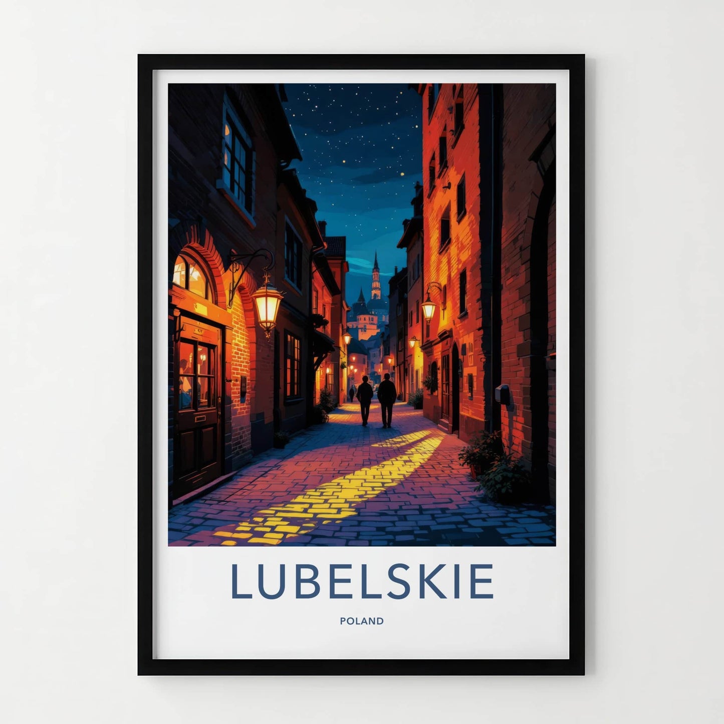 Lubelskie Poster - Poland Travel Art - Cobblestone Evening Stroll Wall Decor