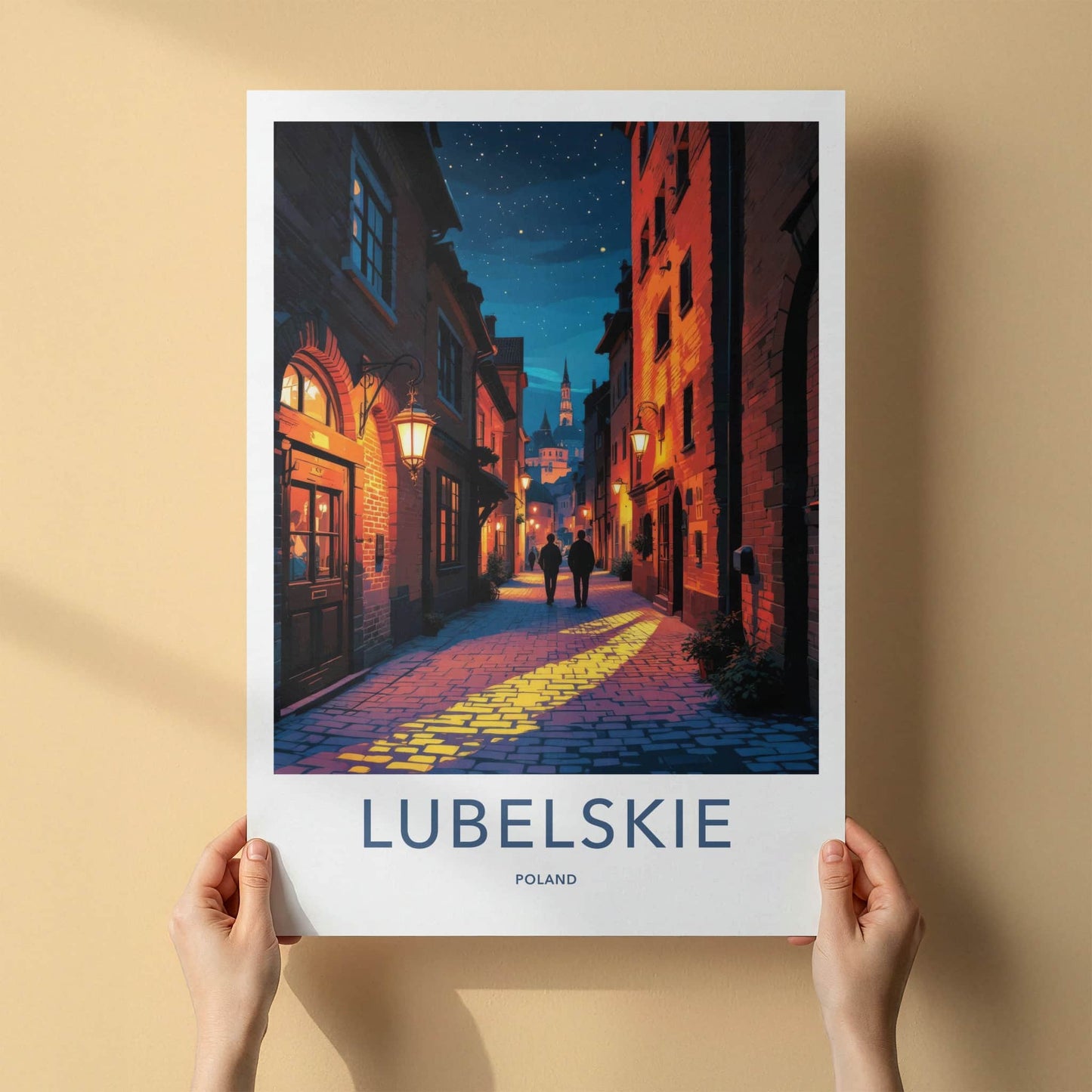 Lubelskie Poster - Poland Travel Art - Cobblestone Evening Stroll Wall Decor