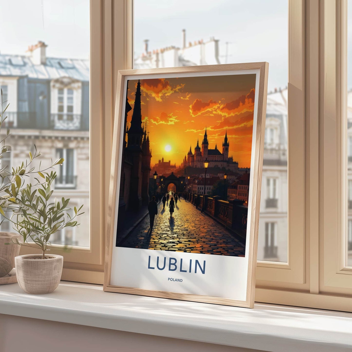 Lublin Poster - Poland Framed Art - Golden Hour Cityscape Gallery Art