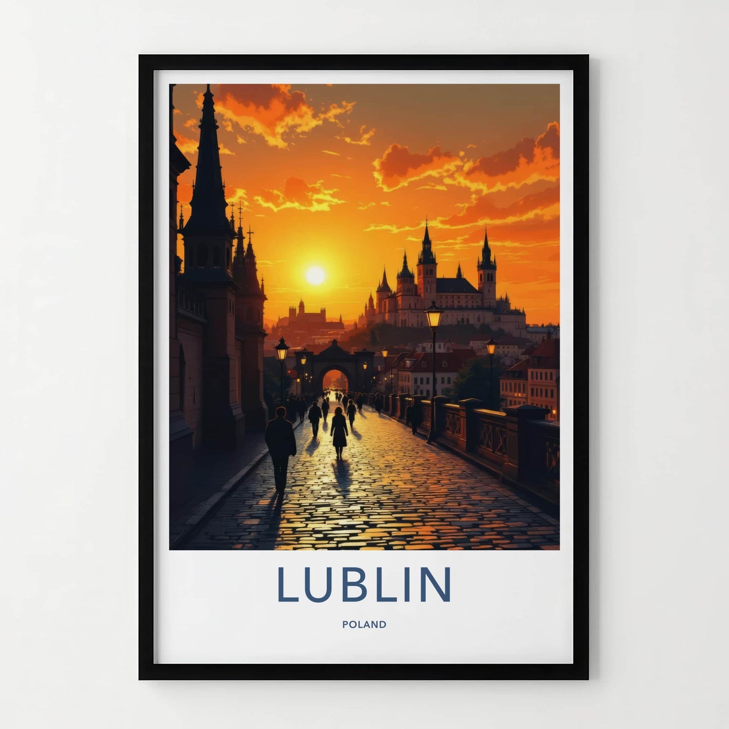 Lublin Poster - Poland Framed Art - Golden Hour Cityscape Gallery Art