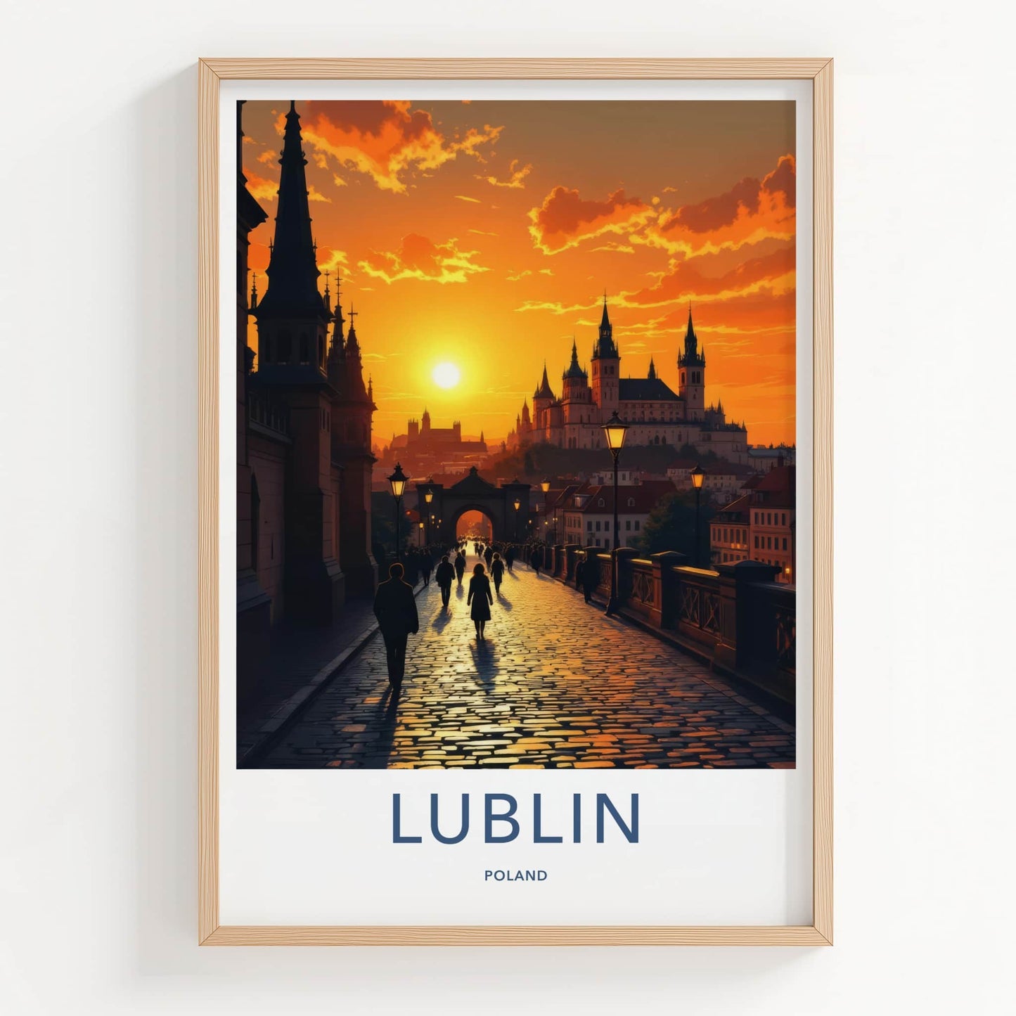 Lublin Poster - Poland Framed Art - Golden Hour Cityscape Gallery Art