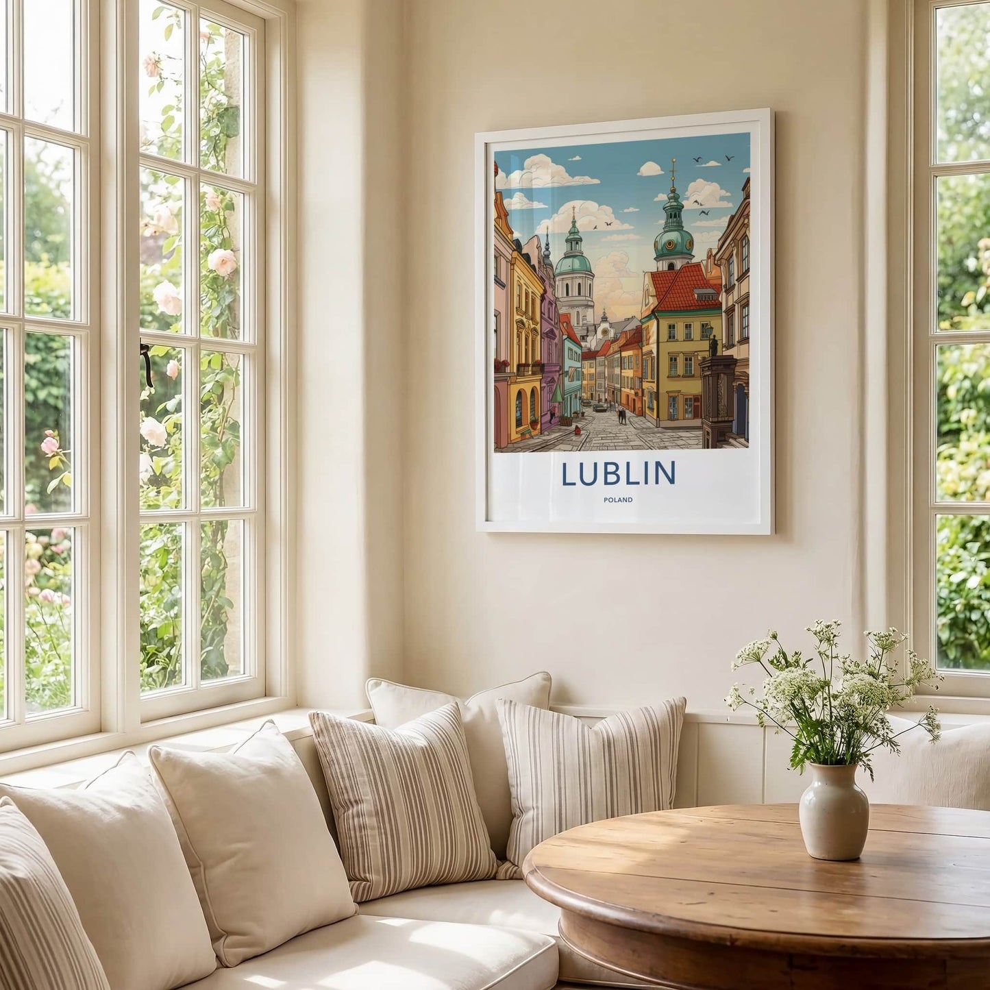 Lublin Poster - Poland Framed Print - Vibrant City Towers Framed Decor
