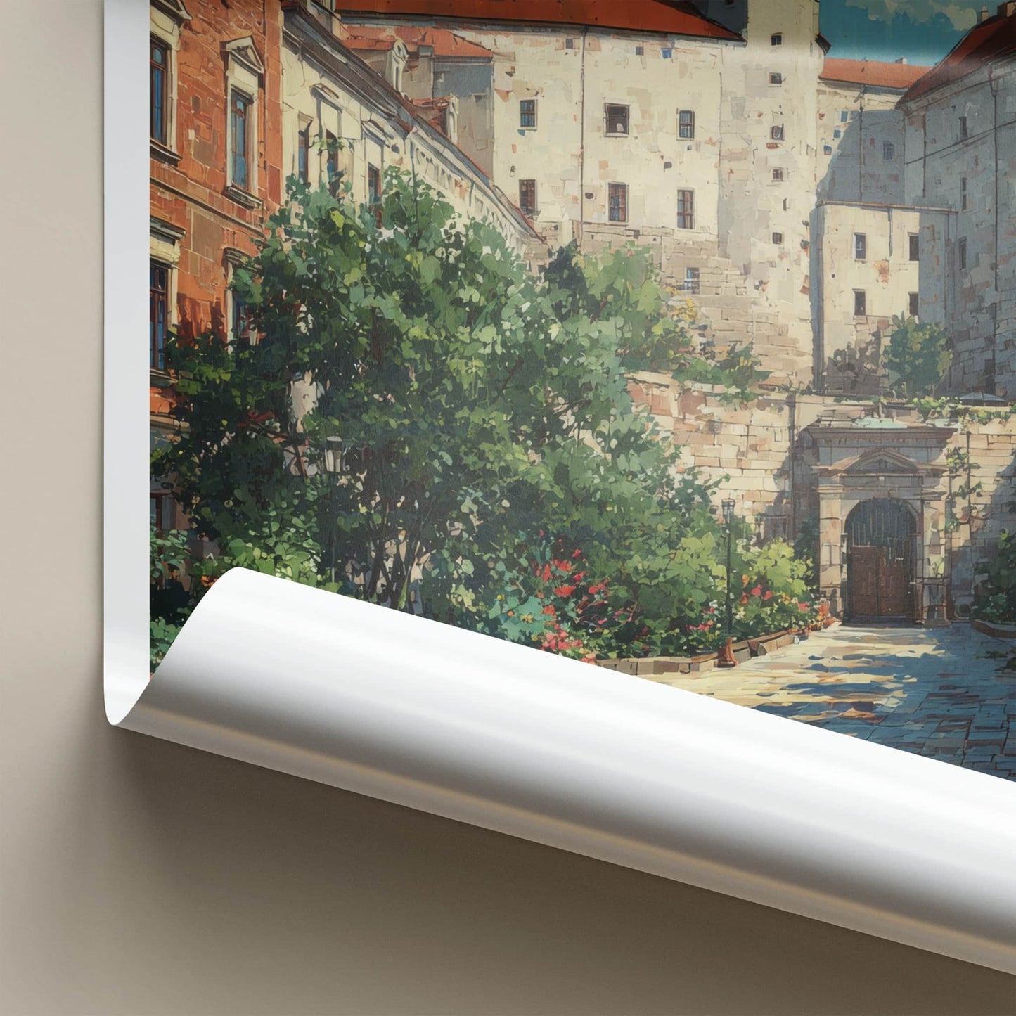 Lublin Poster - Poland Travel Art - Castle Tower Greens Framed Decor