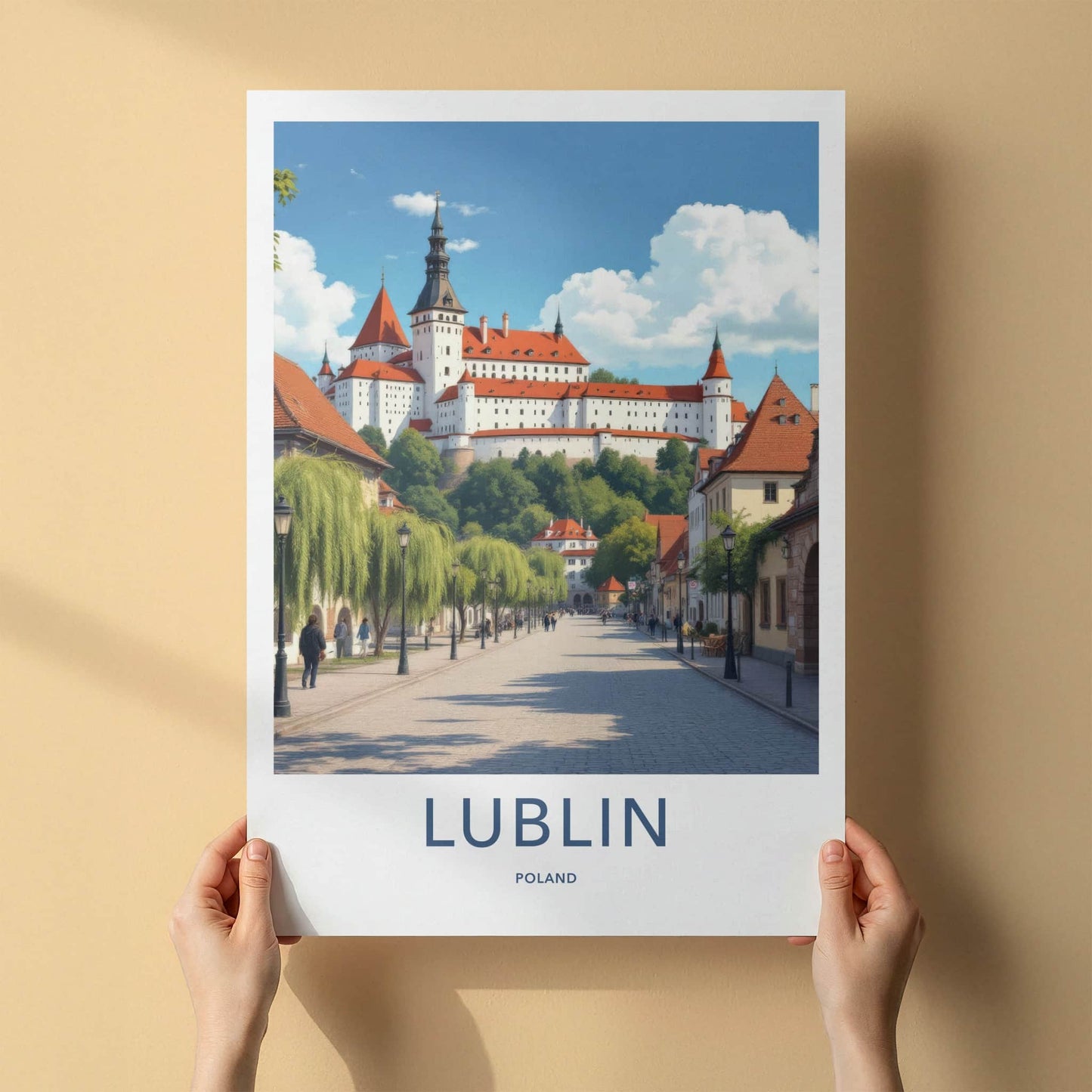Lublin Poster - Poland Travel Art - Grand Castle Hillside Home Decor