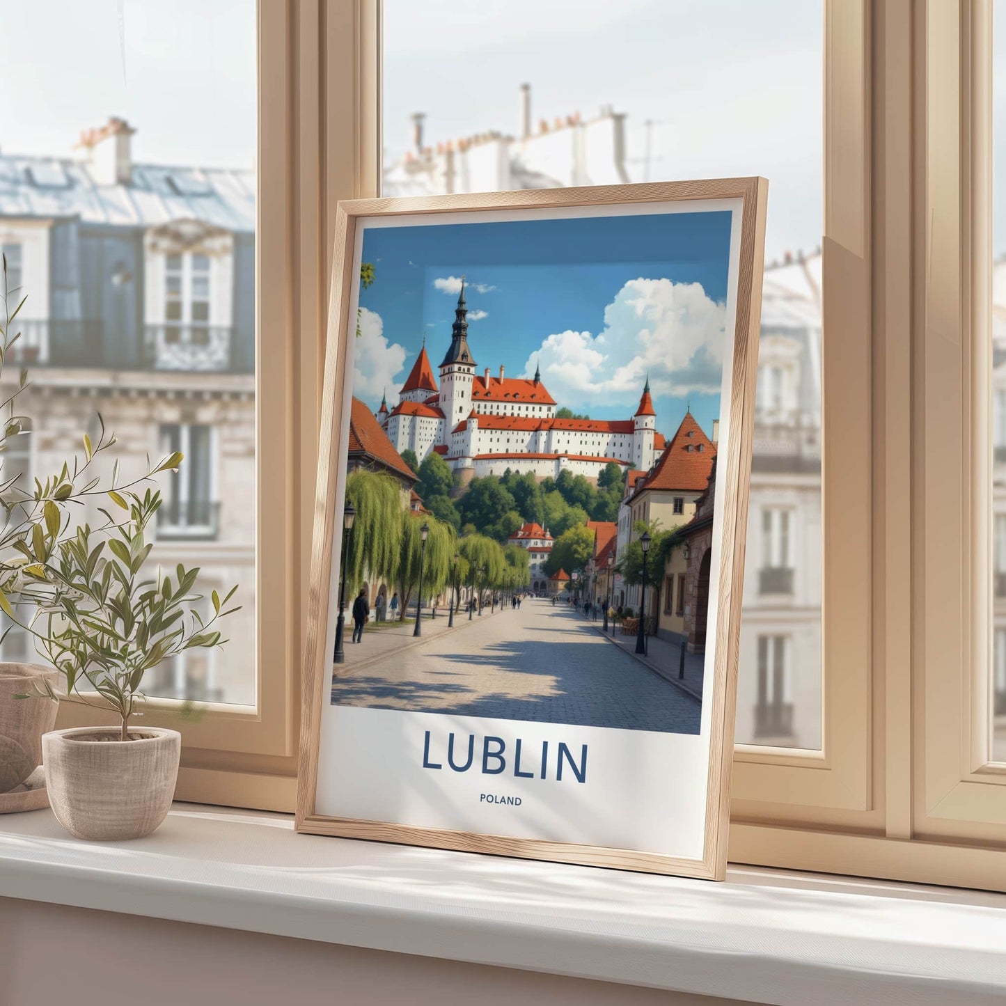 Lublin Poster - Poland Travel Art - Grand Castle Hillside Home Decor