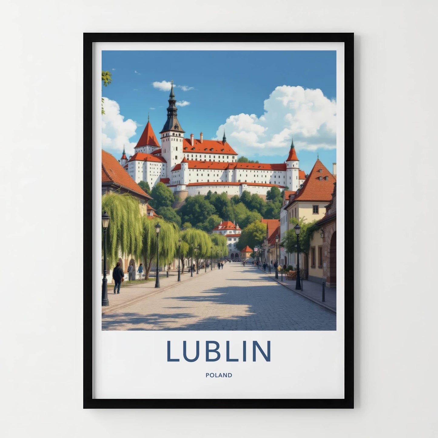 Lublin Poster - Poland Travel Art - Grand Castle Hillside Home Decor