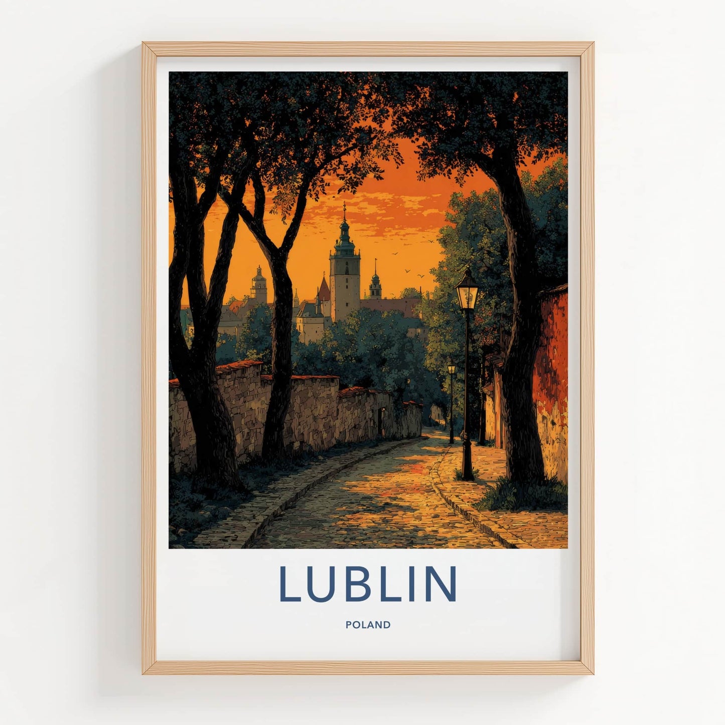 Lublin Poster - Poland Travel Art - Historic Street Lights Home Decor