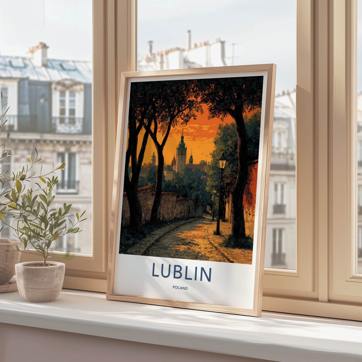Lublin Poster - Poland Travel Art - Historic Street Lights Home Decor