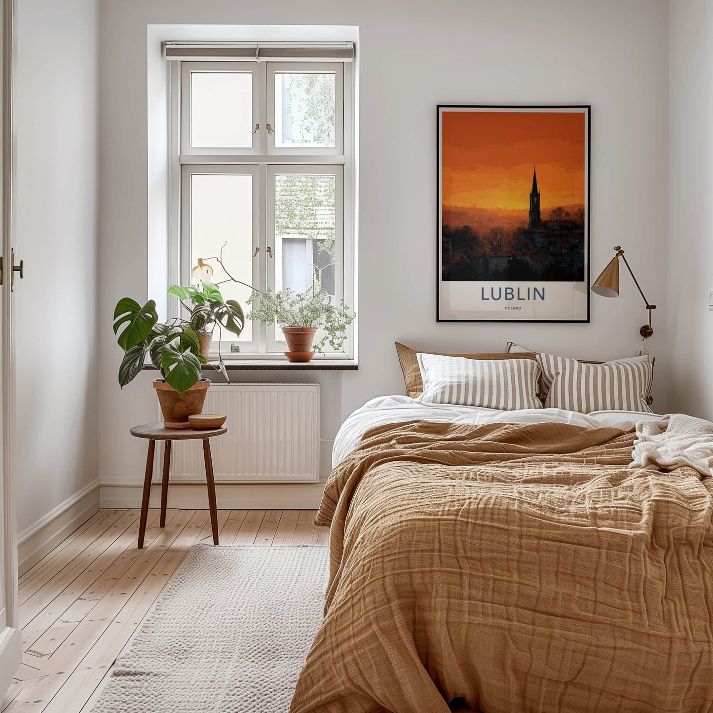 Lublin Poster - Poland Travel Art - Orange Sunset Spire Home Decor