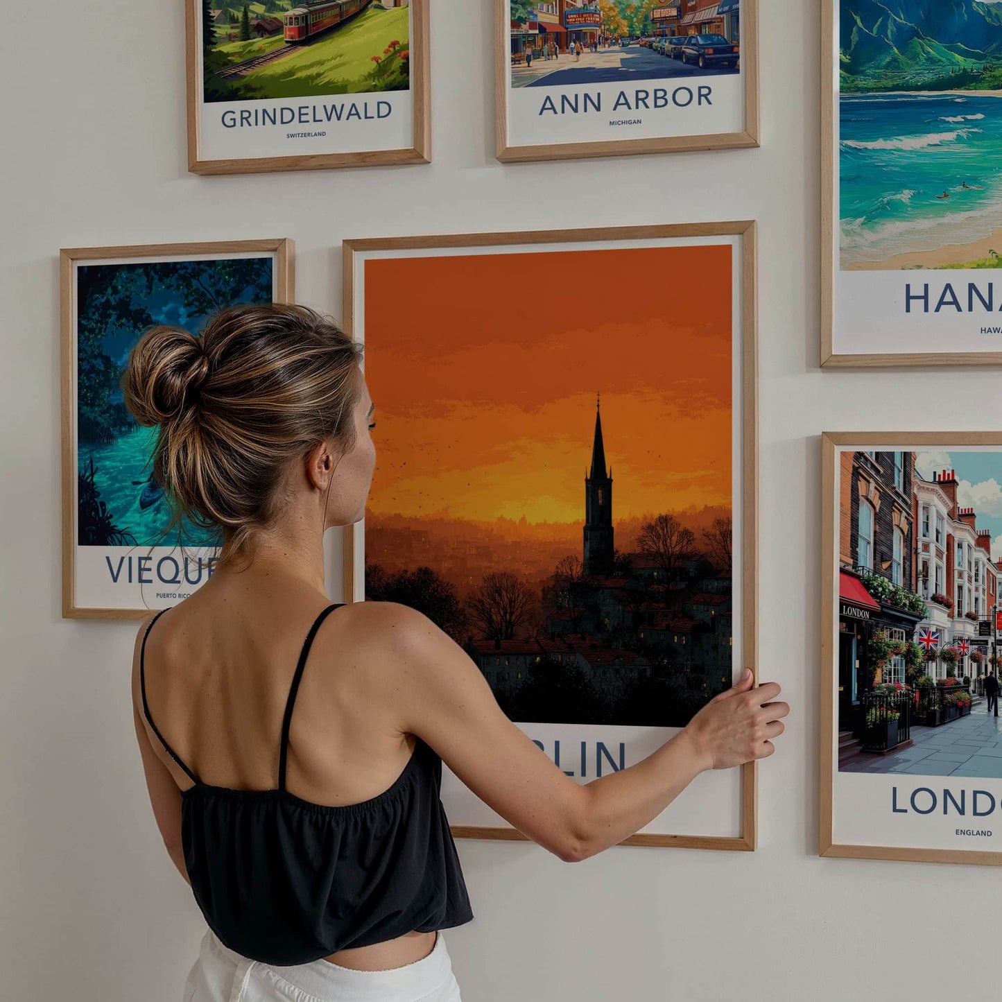 Lublin Poster - Poland Travel Art - Orange Sunset Spire Home Decor