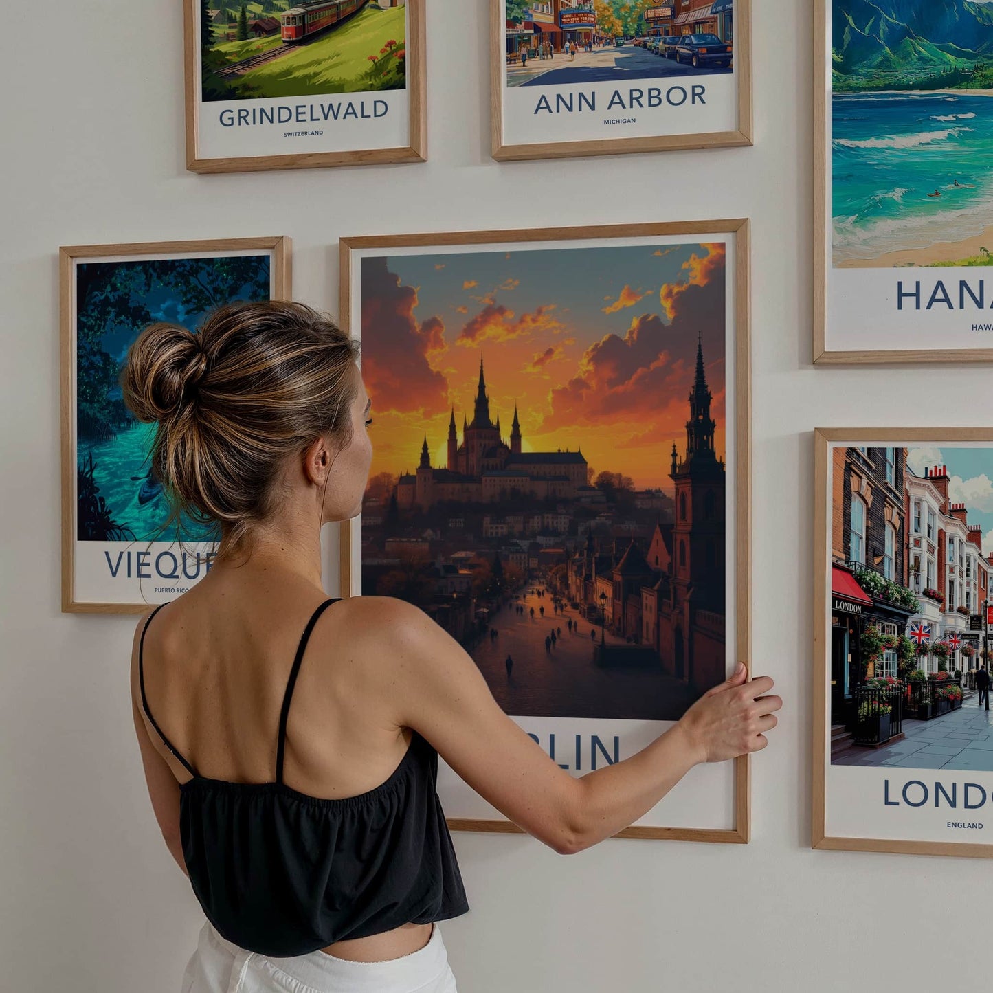 Lublin Poster - Poland Travel Art - Sunset Castle Street Home Decor