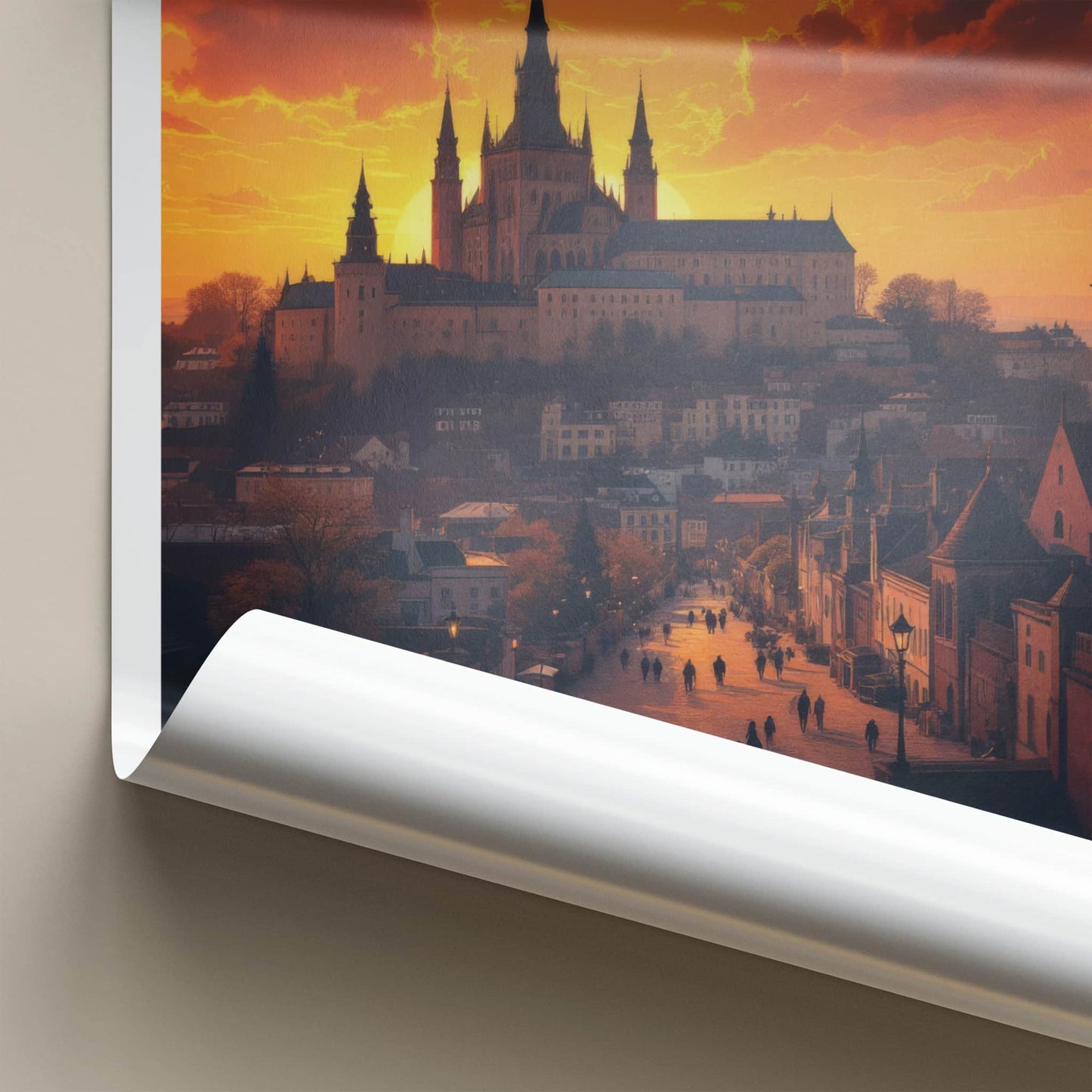 Lublin Poster - Poland Travel Art - Sunset Castle Street Home Decor