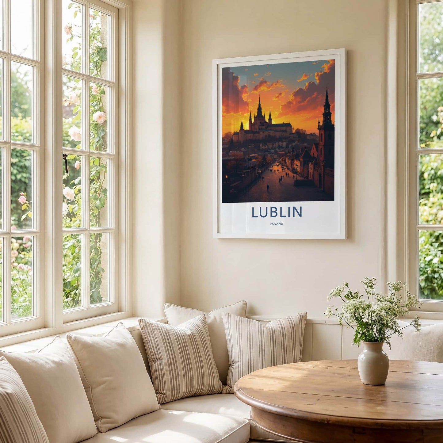Lublin Poster - Poland Travel Art - Sunset Castle Street Home Decor