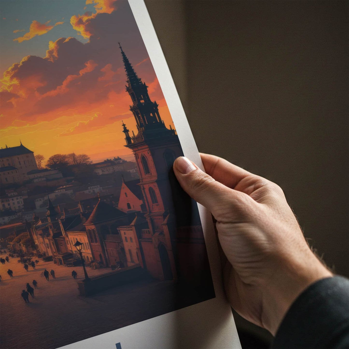 Lublin Poster - Poland Travel Art - Sunset Castle Street Home Decor