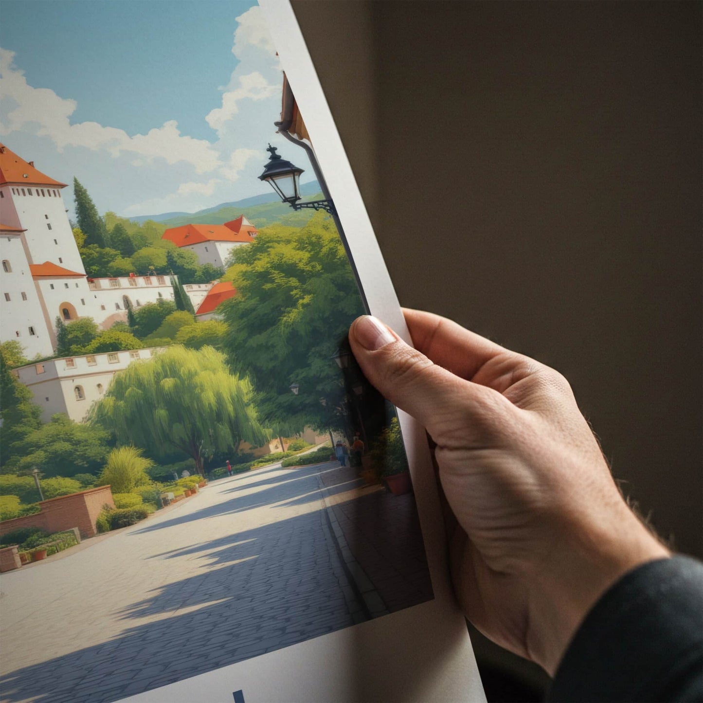 Lublin Poster - Poland Travel Art - White Castle Red Roofs Home Decor