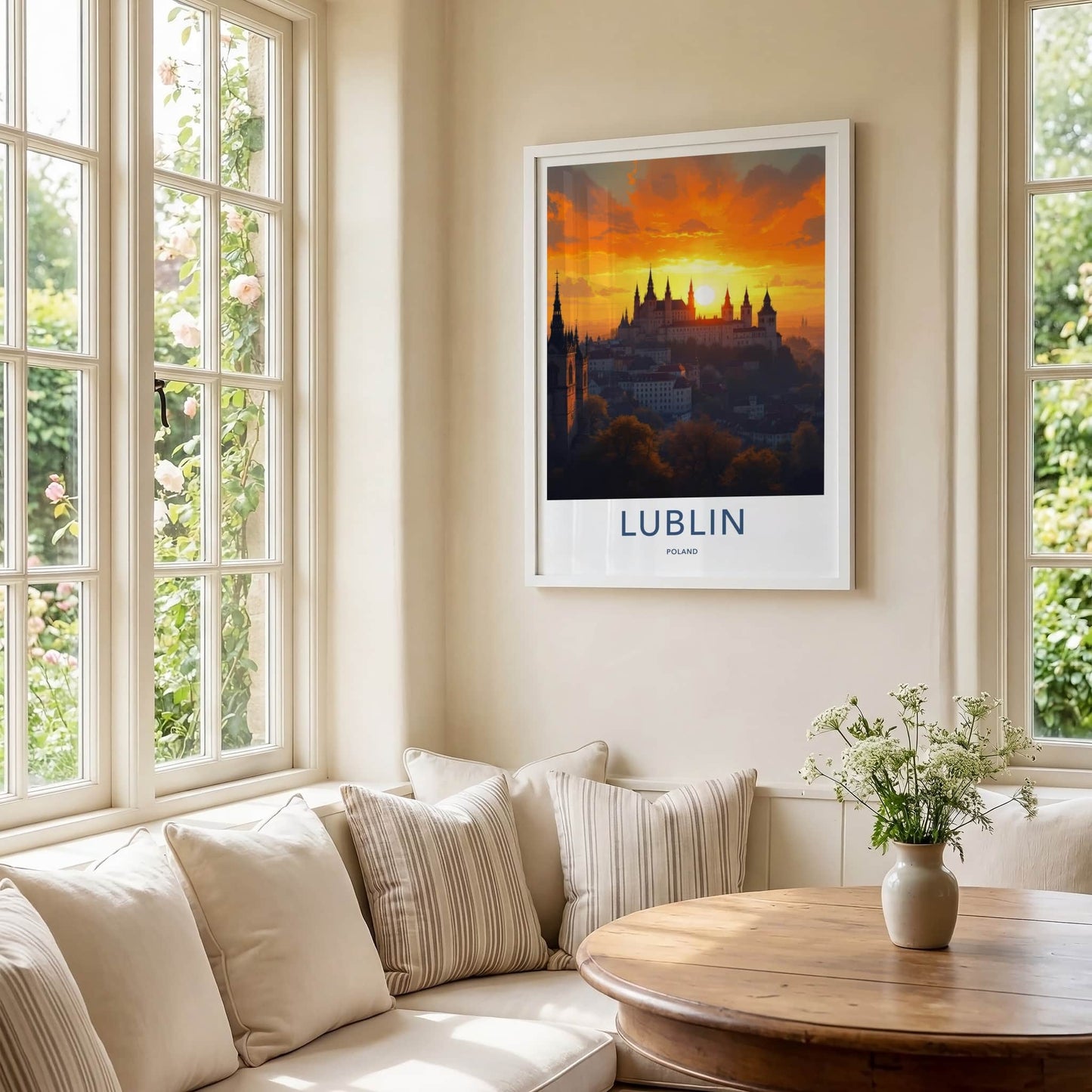 Lublin Poster - Poland Travel Print - Historic Hilltop Castle Wall Decor