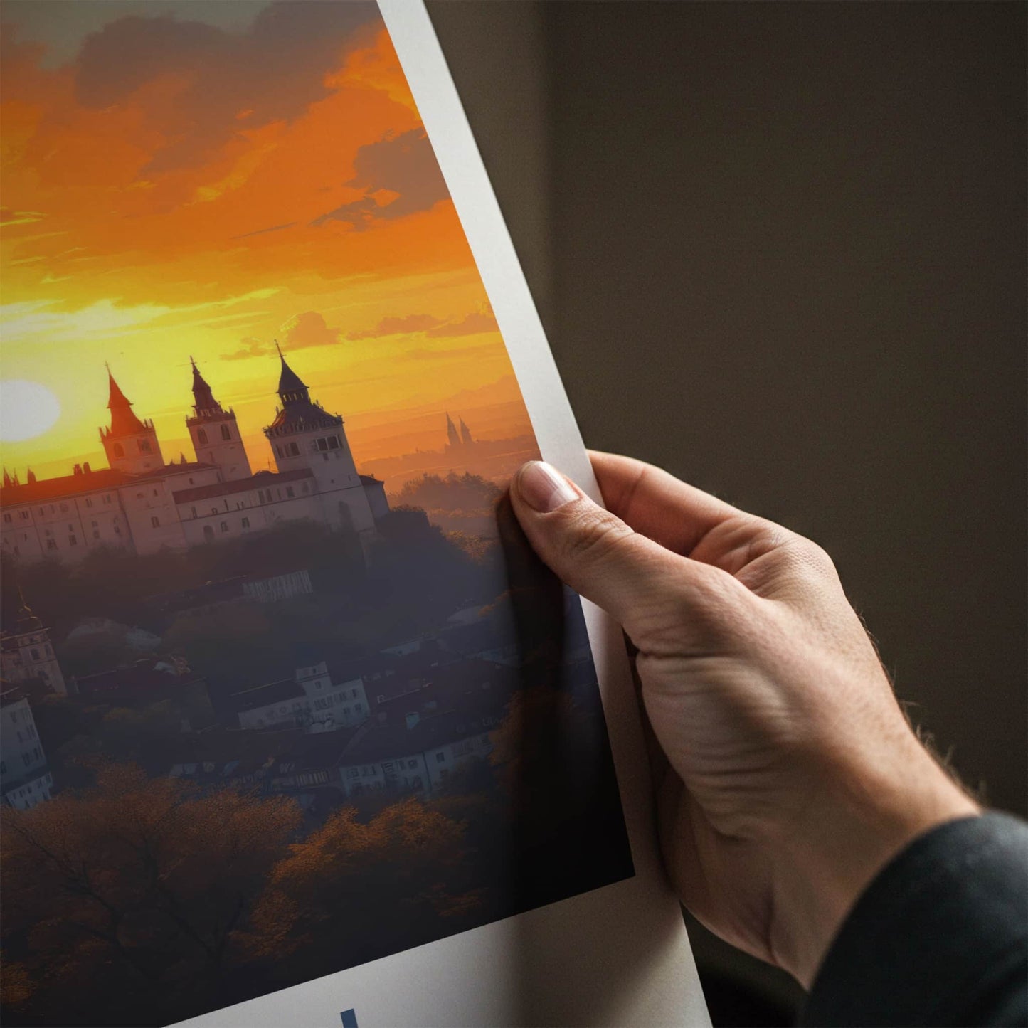 Lublin Poster - Poland Travel Print - Historic Hilltop Castle Wall Decor