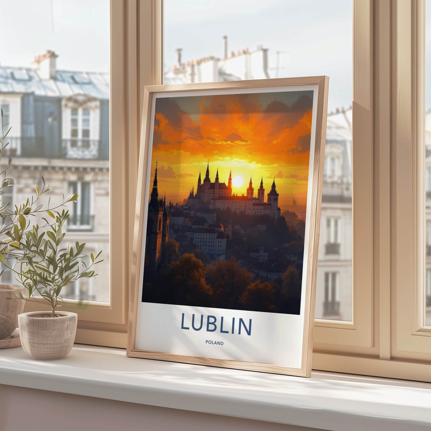 Lublin Poster - Poland Travel Print - Historic Hilltop Castle Wall Decor