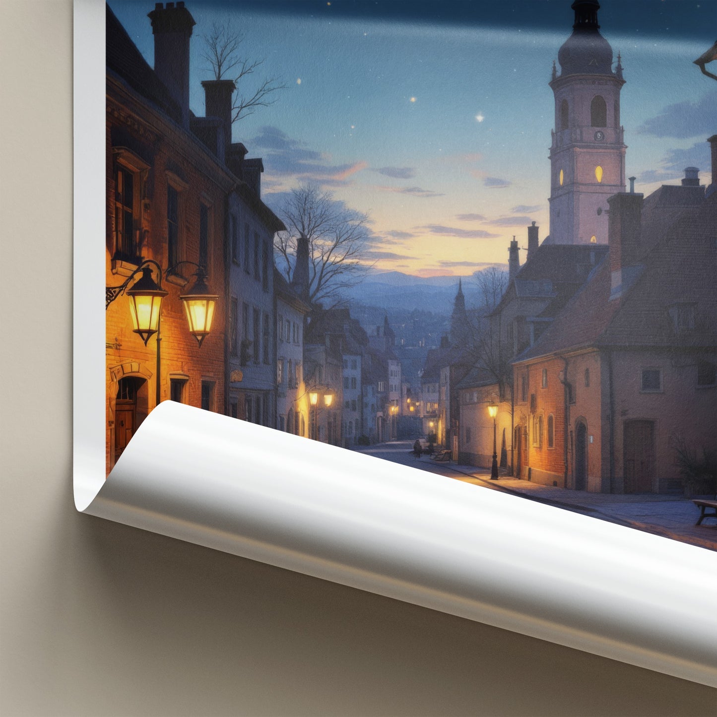Lublin Poster - Poland Travel Print - Starry Street Evening Home Decor